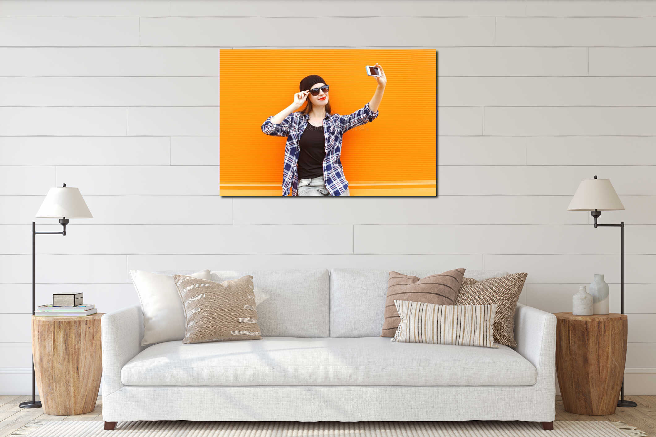 Canvas hanging interior mockup