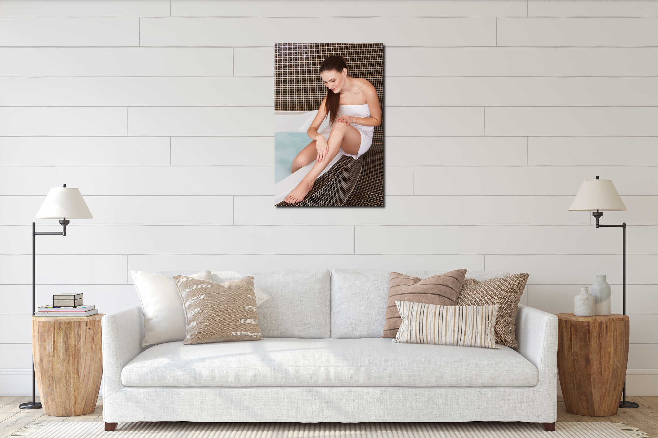 Canvas hanging interior mockup