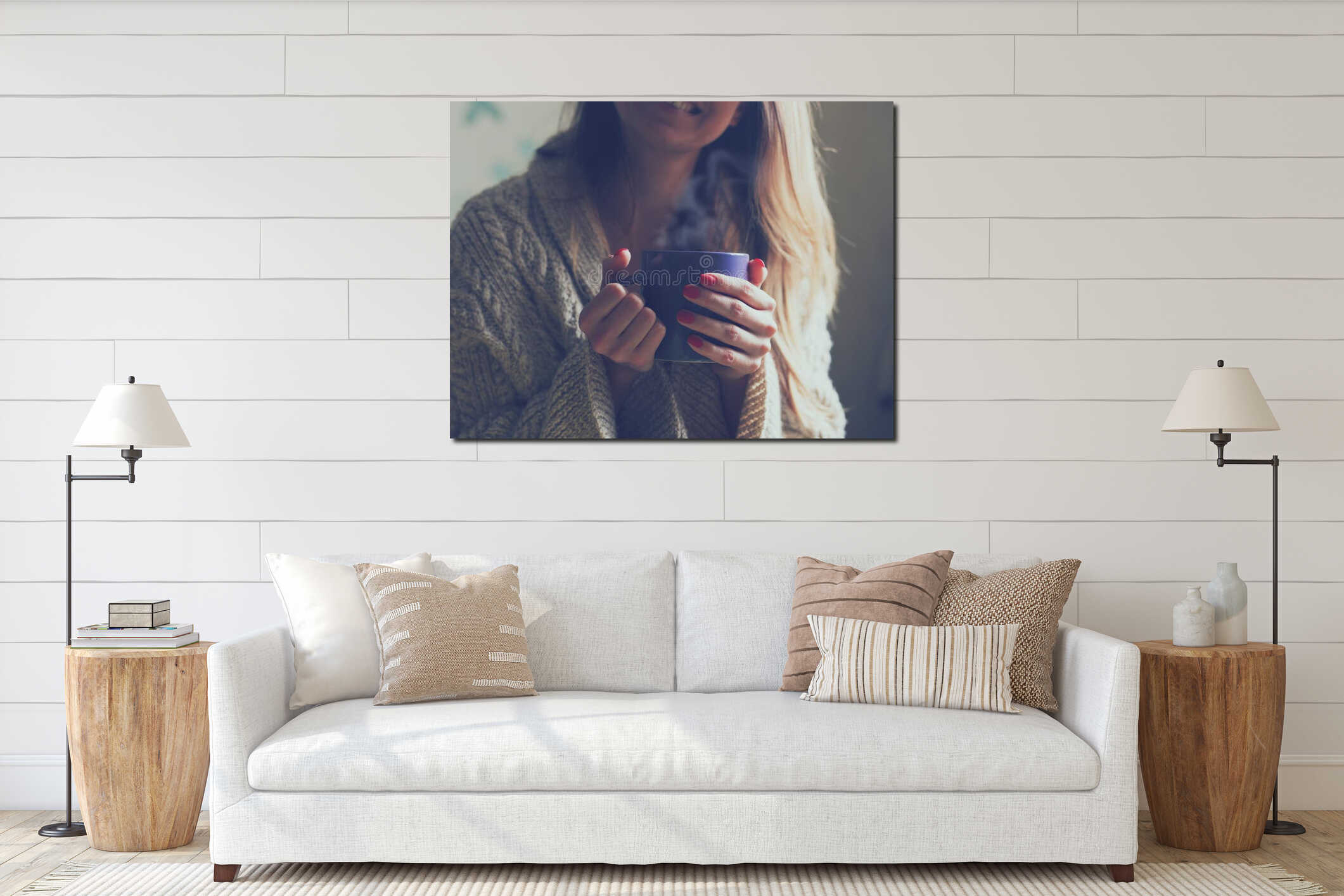 Canvas hanging interior mockup