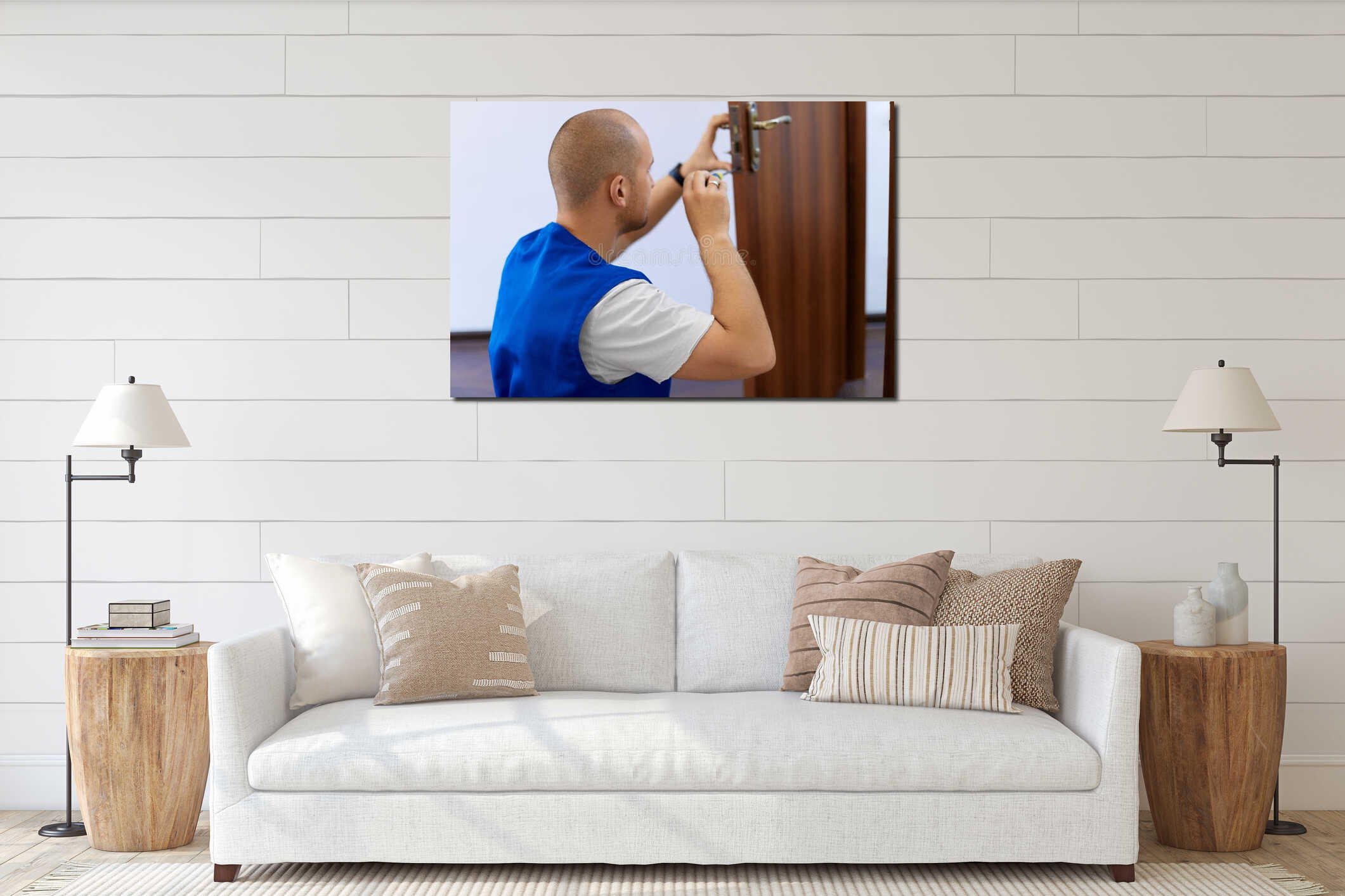 Canvas hanging interior mockup