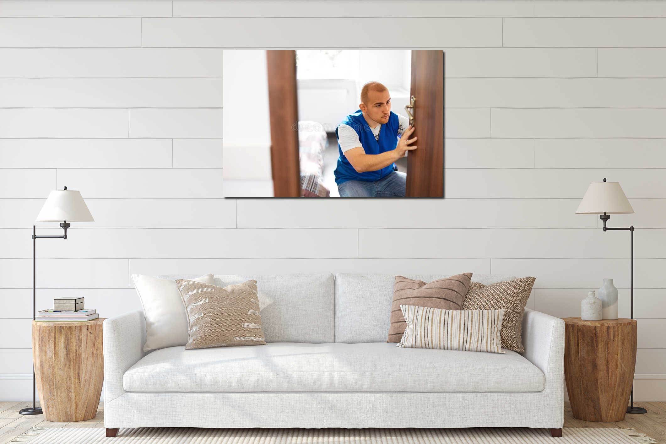 Canvas hanging interior mockup