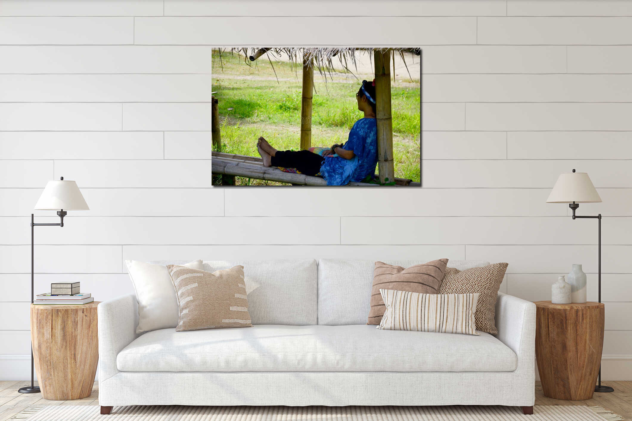 Canvas hanging interior mockup