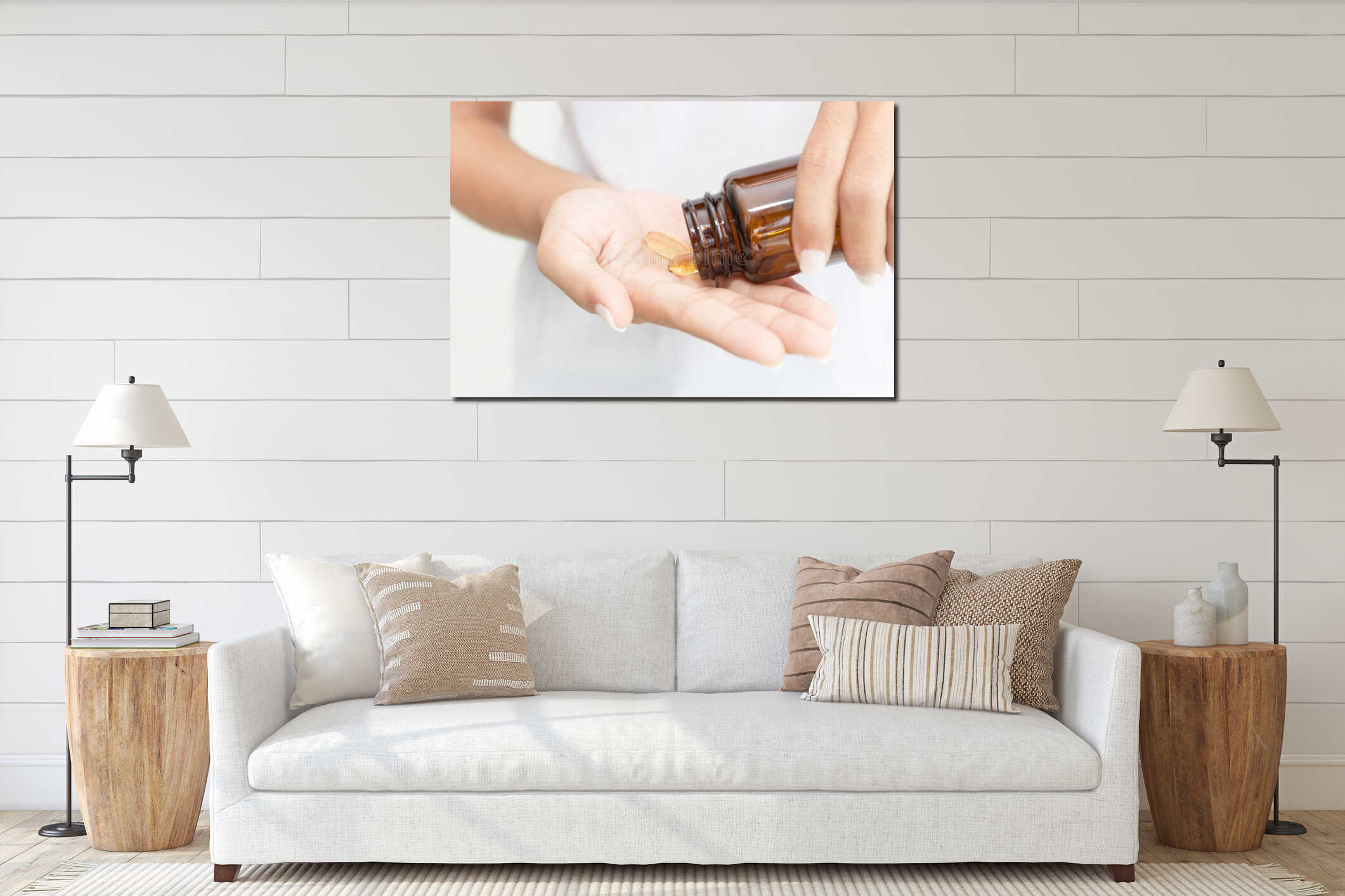 Canvas hanging interior mockup