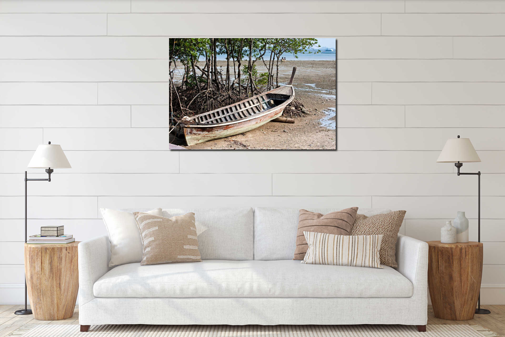 Canvas hanging interior mockup