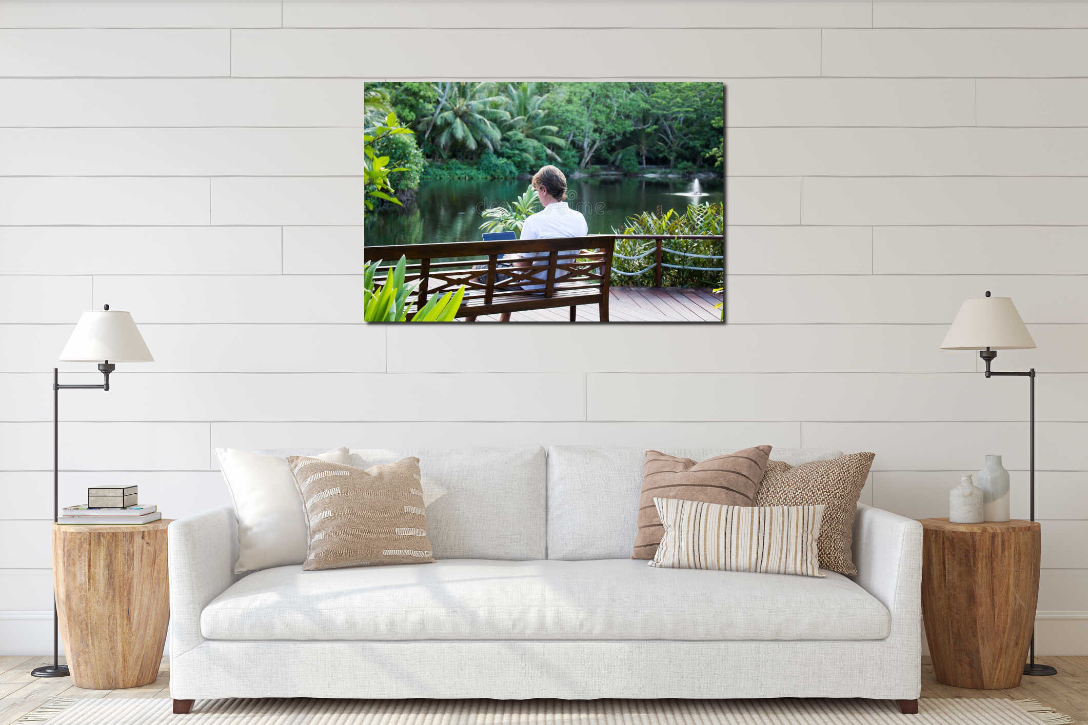 Canvas hanging interior mockup