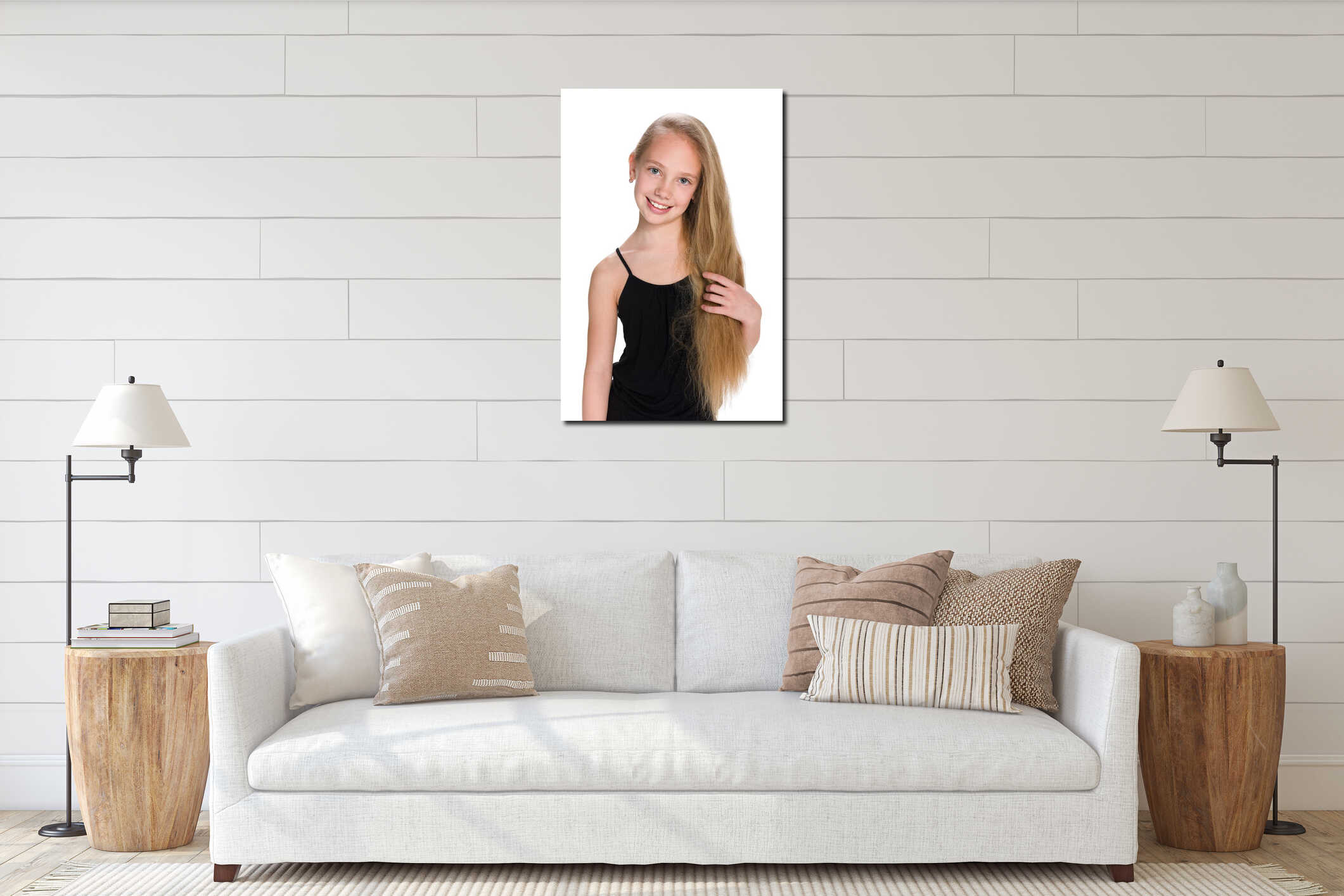 Canvas hanging interior mockup