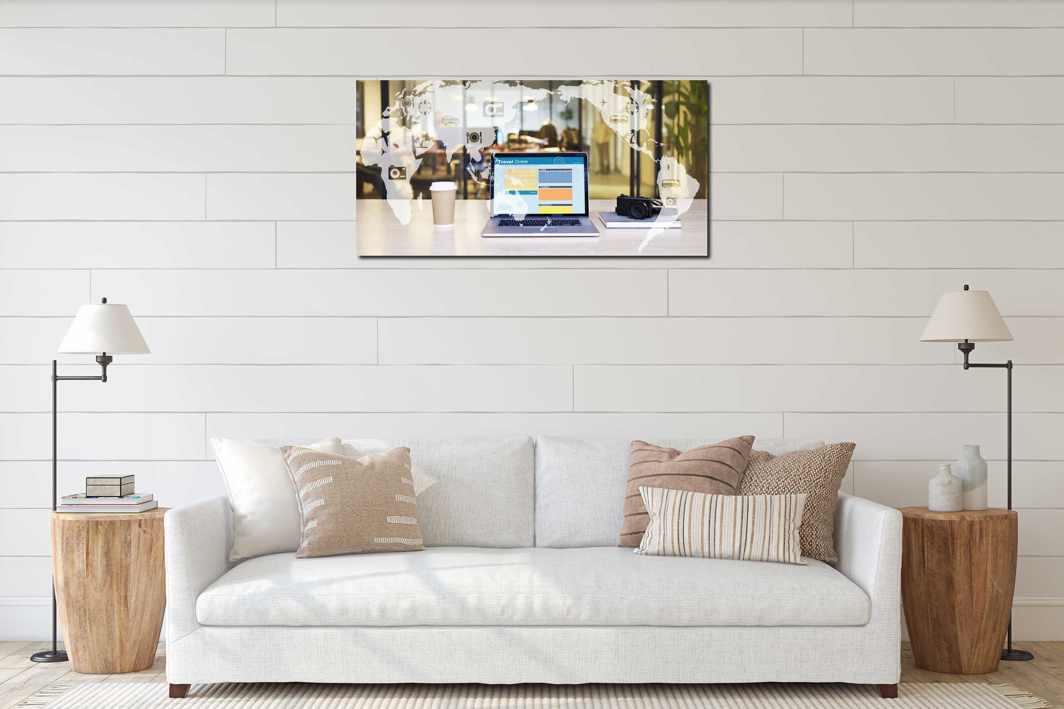 Canvas hanging interior mockup