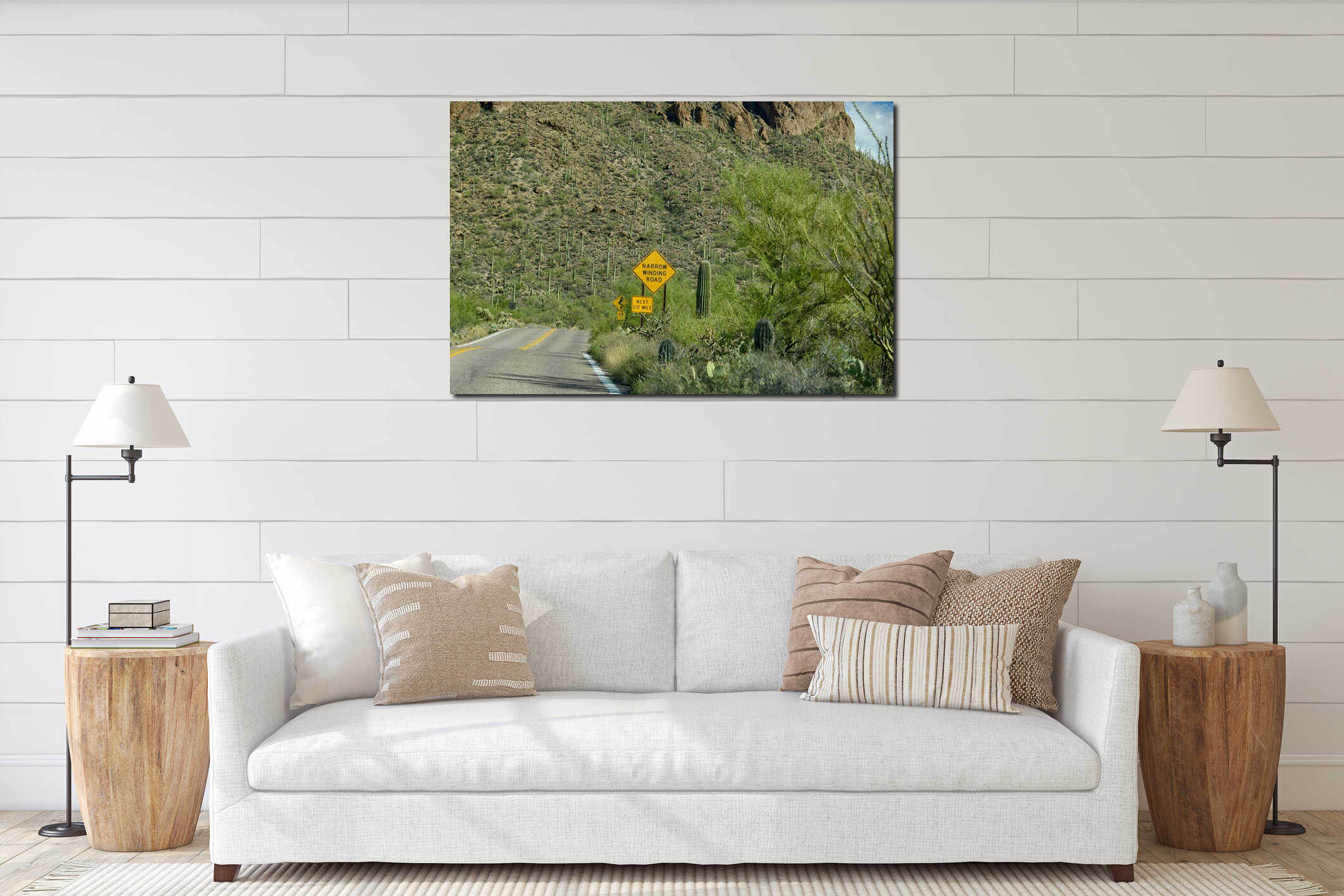 Canvas hanging interior mockup