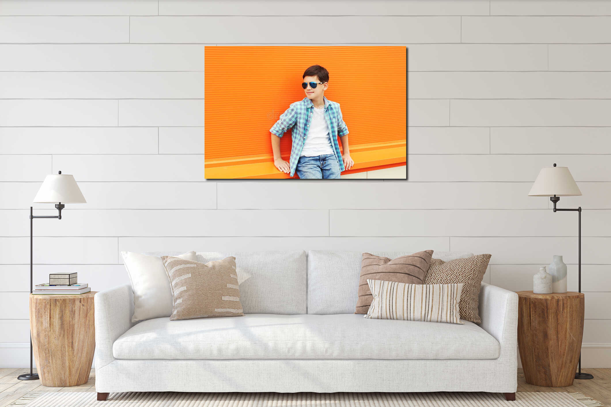 Canvas hanging interior mockup