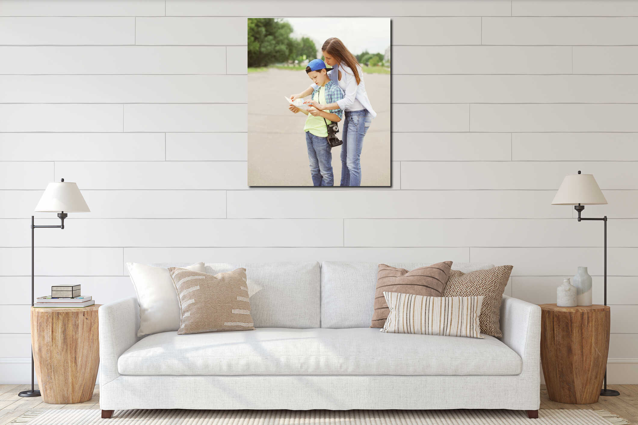 Canvas hanging interior mockup