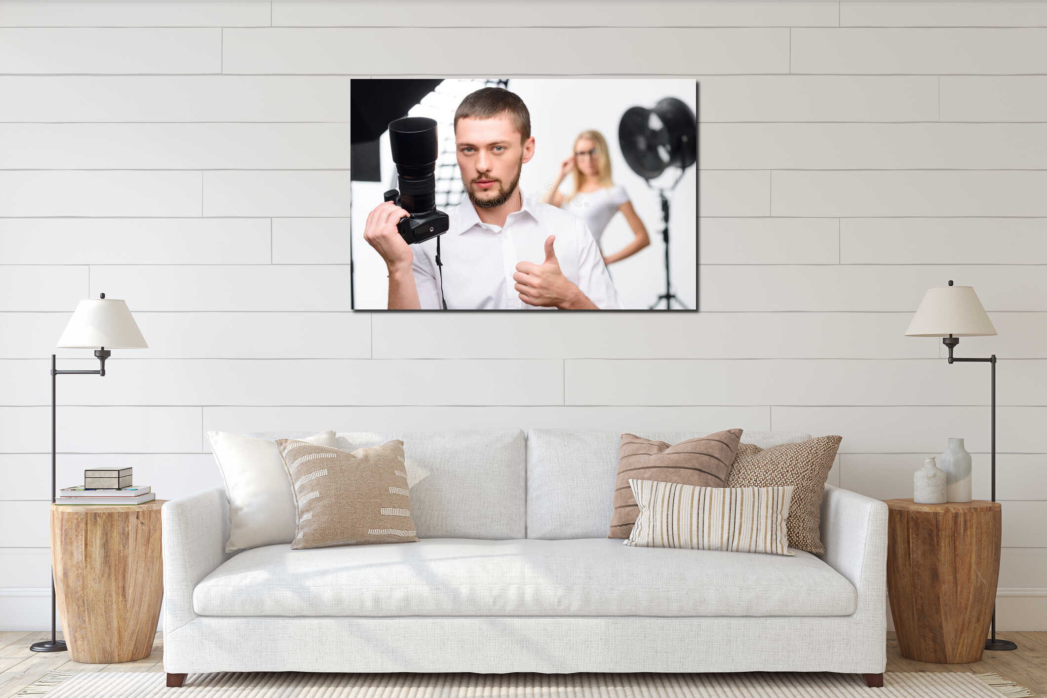 Canvas hanging interior mockup