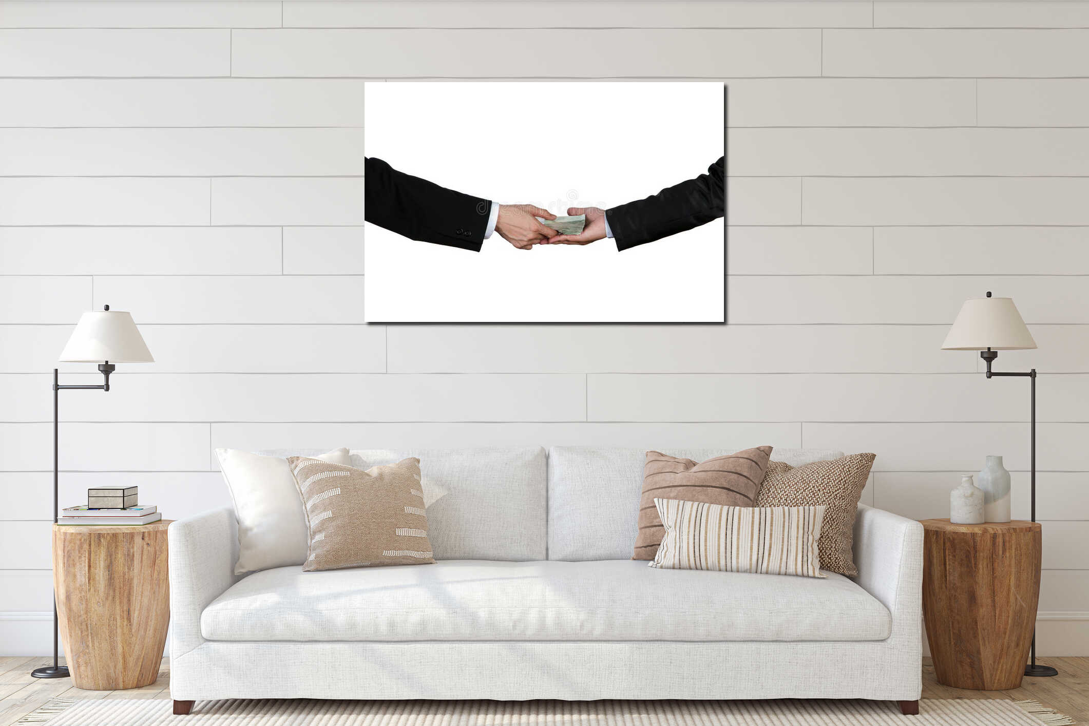 Canvas hanging interior mockup