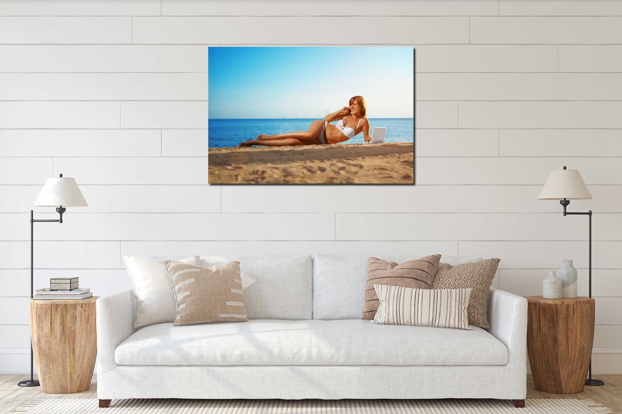 Canvas hanging interior mockup