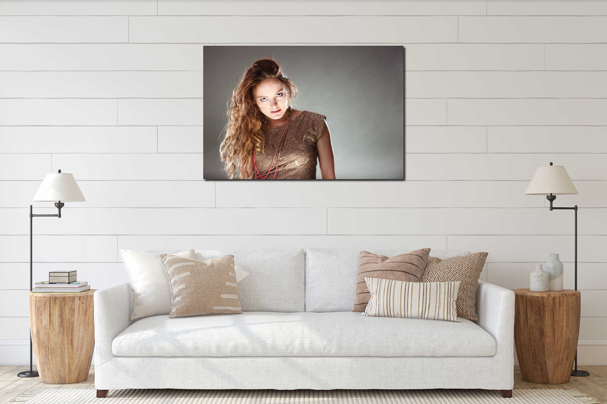 Canvas hanging interior mockup
