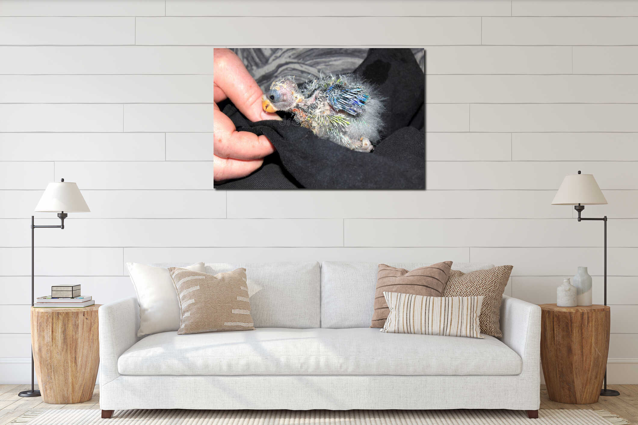 Canvas hanging interior mockup