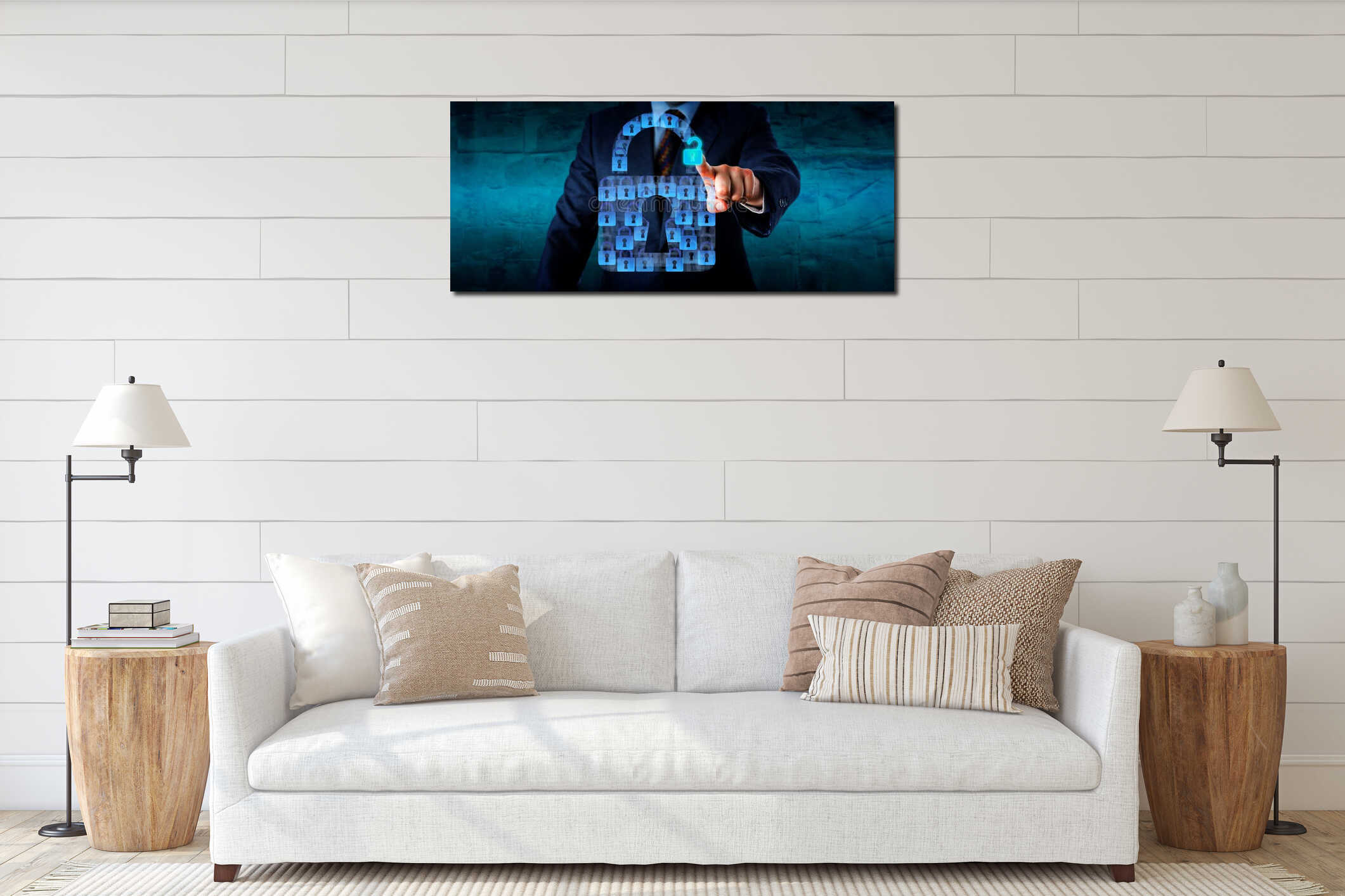 Canvas hanging interior mockup