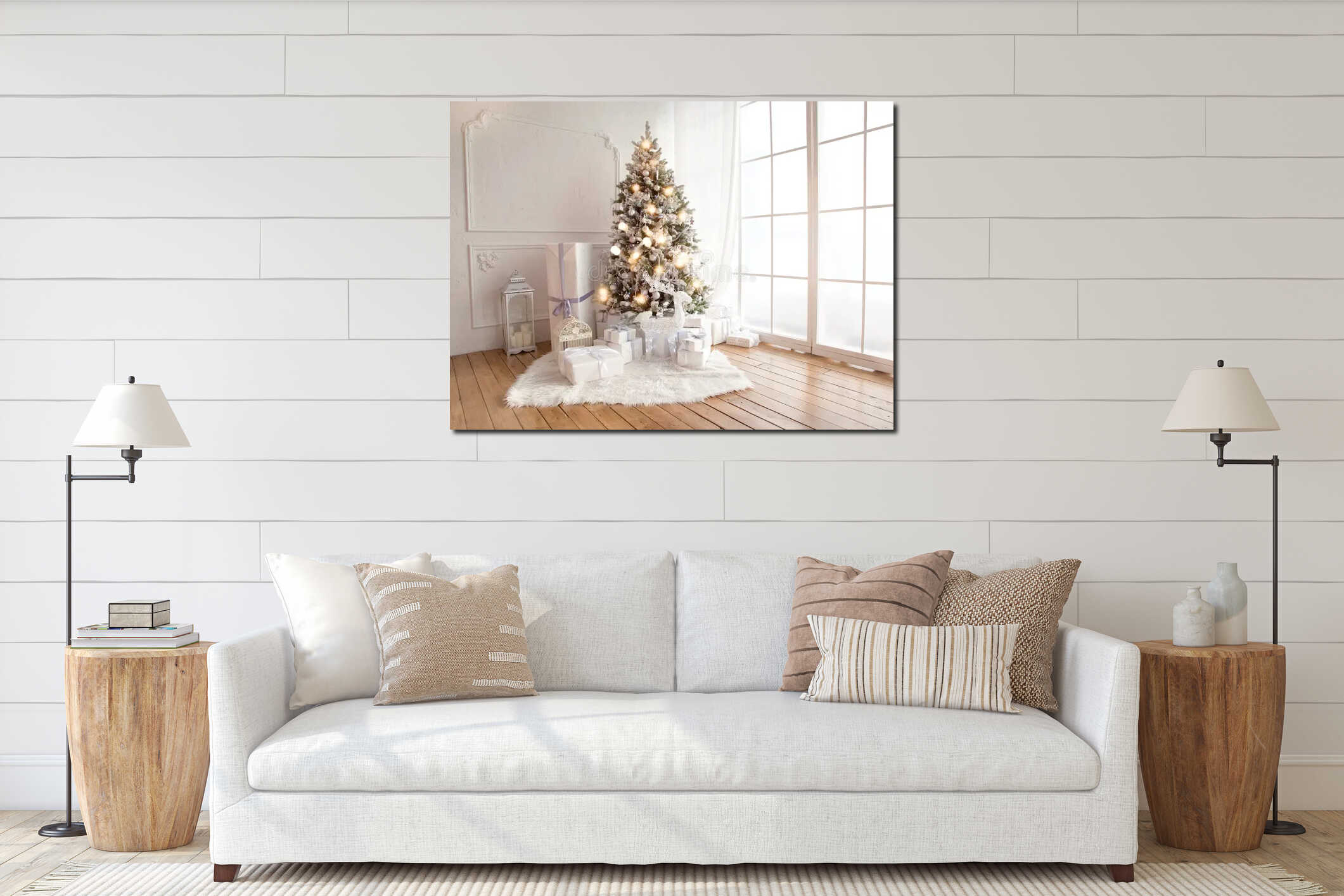 Canvas hanging interior mockup