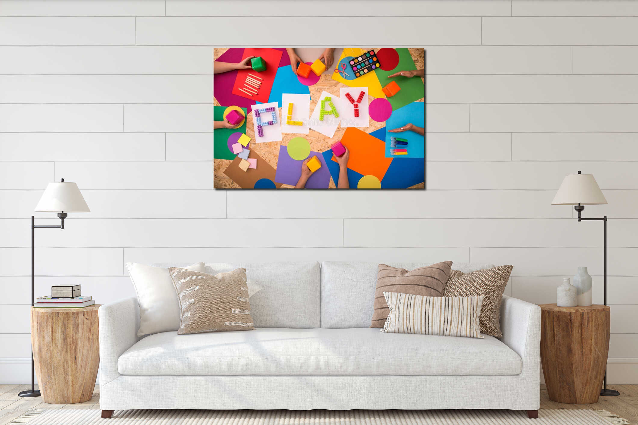 Canvas hanging interior mockup