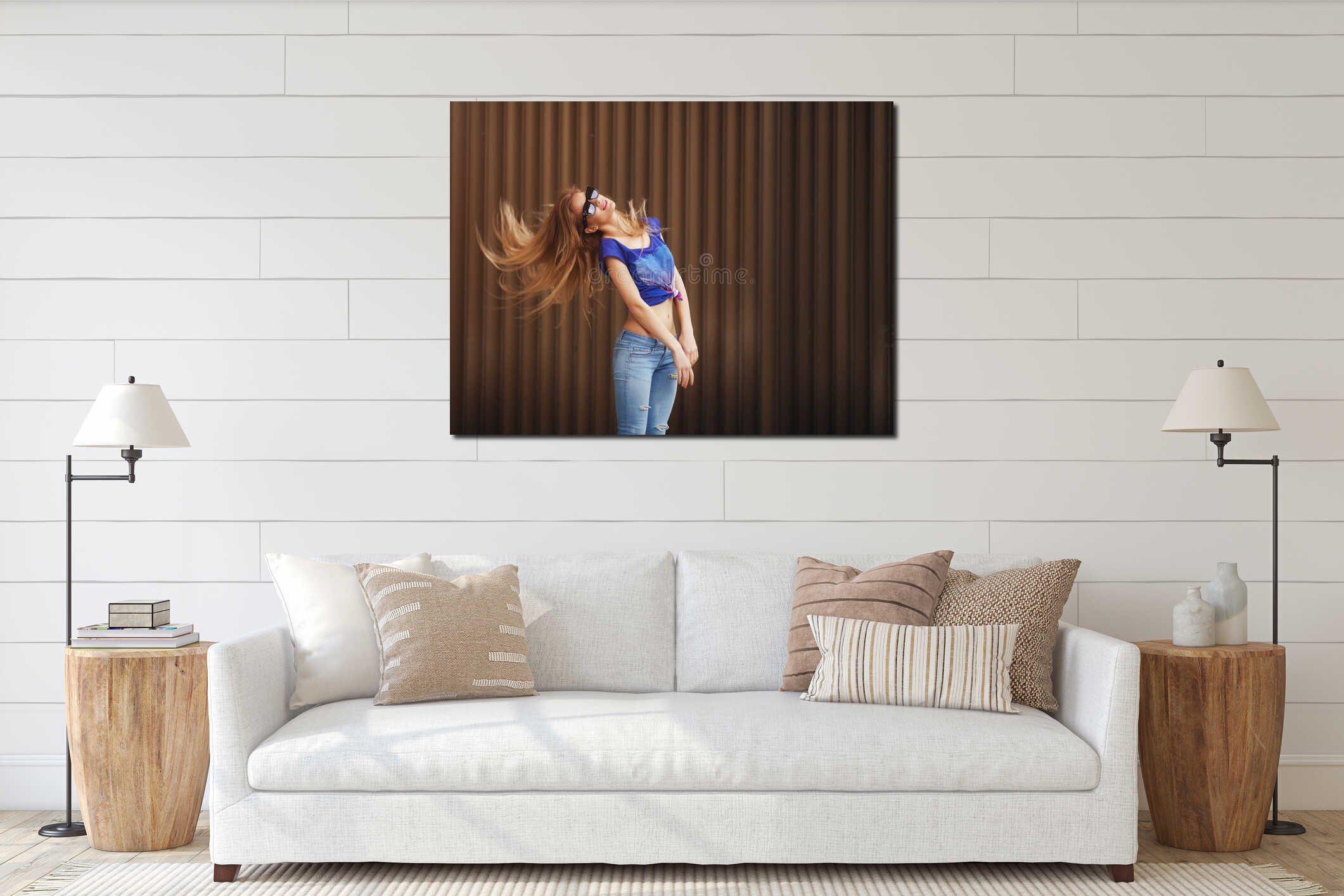 Canvas hanging interior mockup