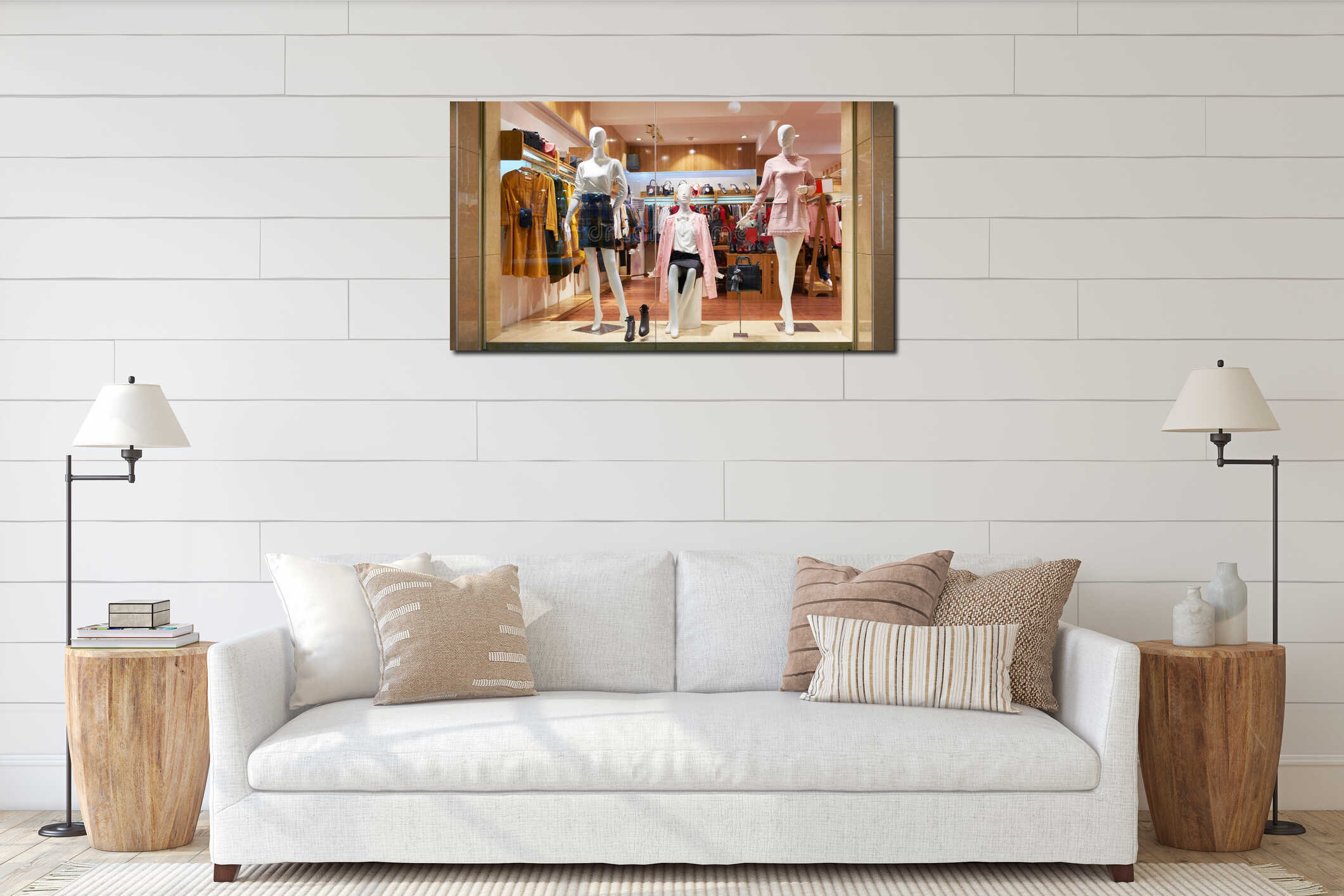 Canvas hanging interior mockup