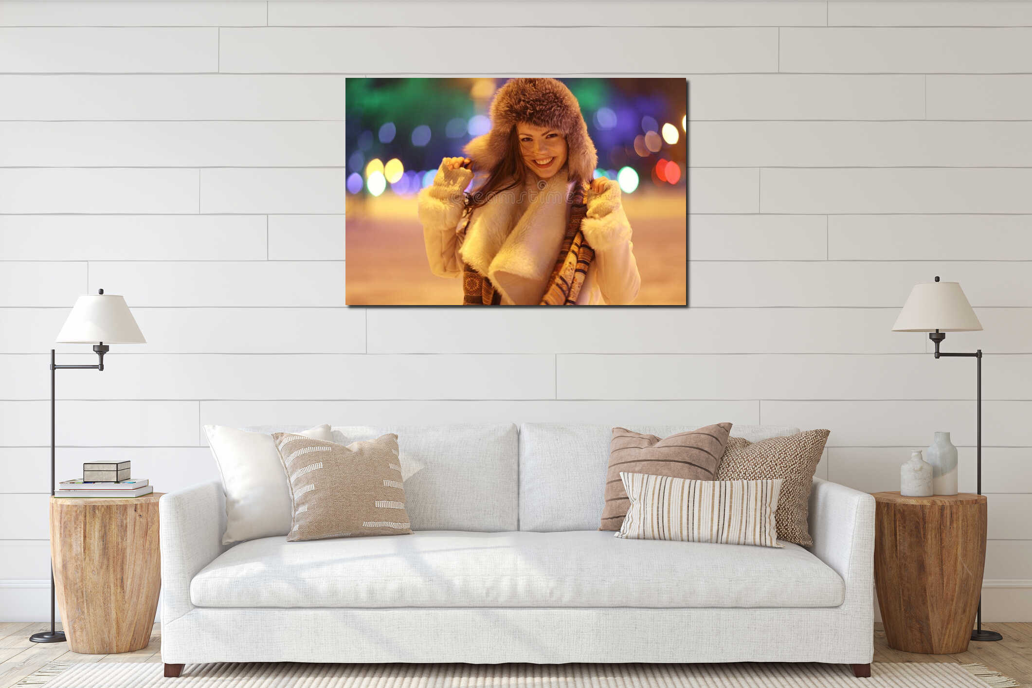 Canvas hanging interior mockup