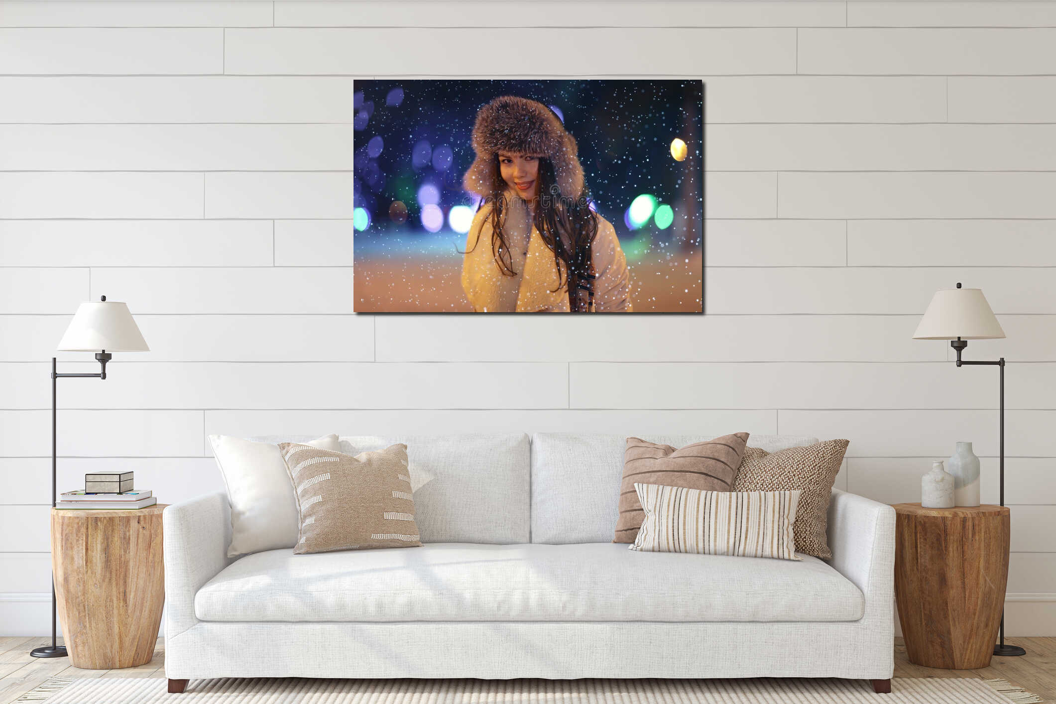 Canvas hanging interior mockup
