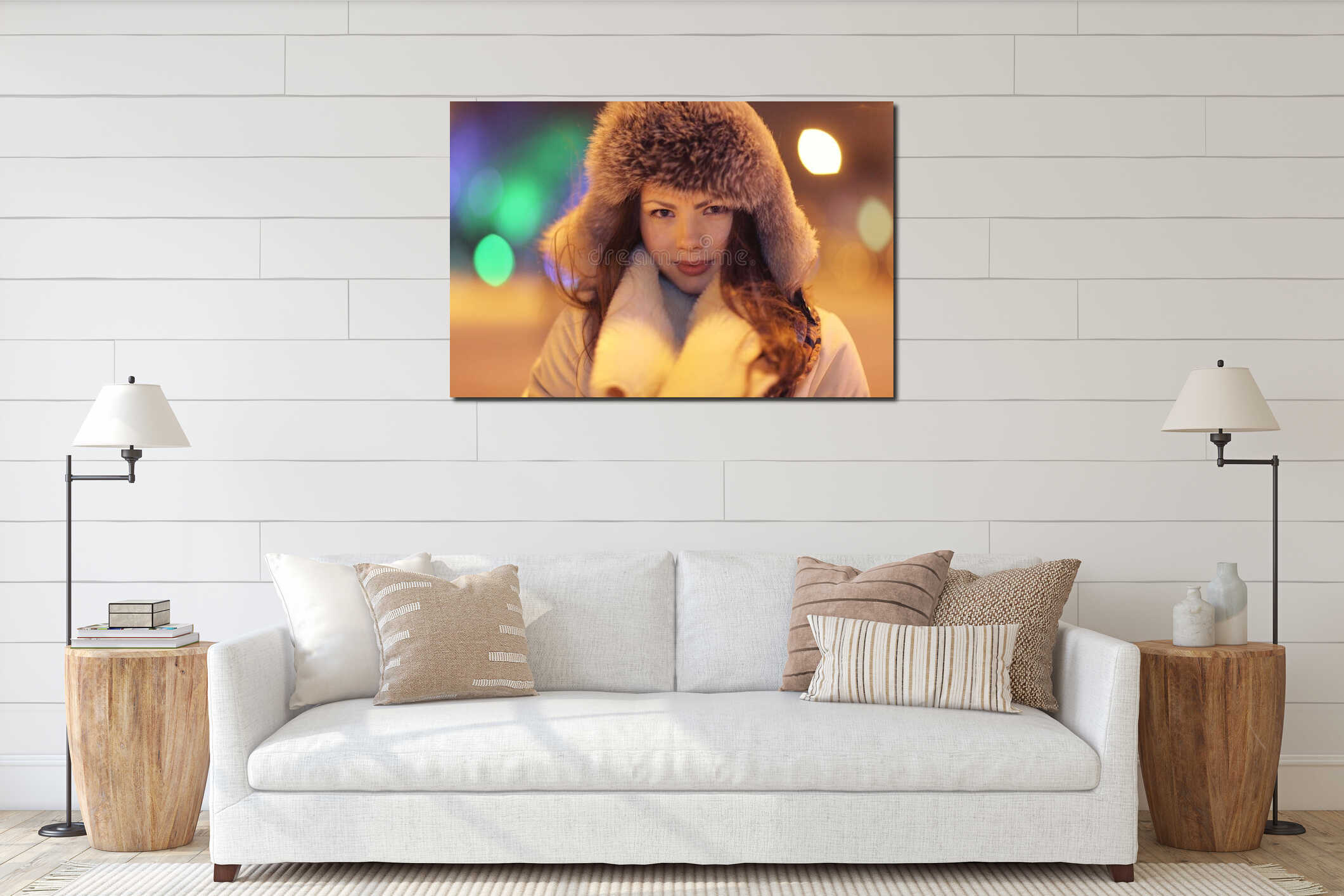 Canvas hanging interior mockup
