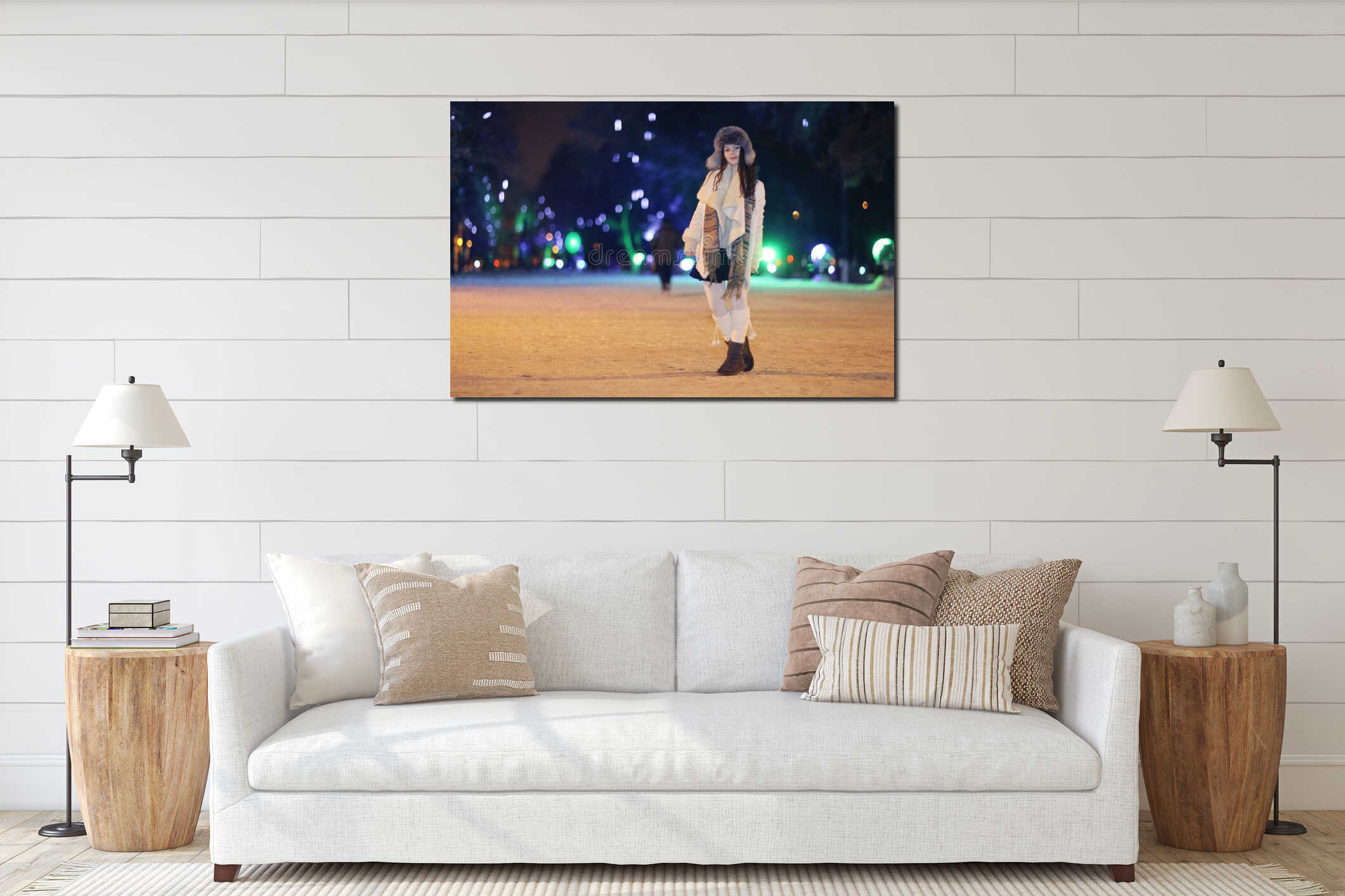 Canvas hanging interior mockup