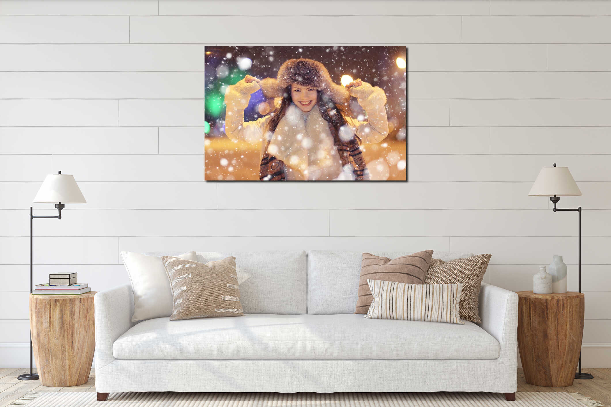 Canvas hanging interior mockup