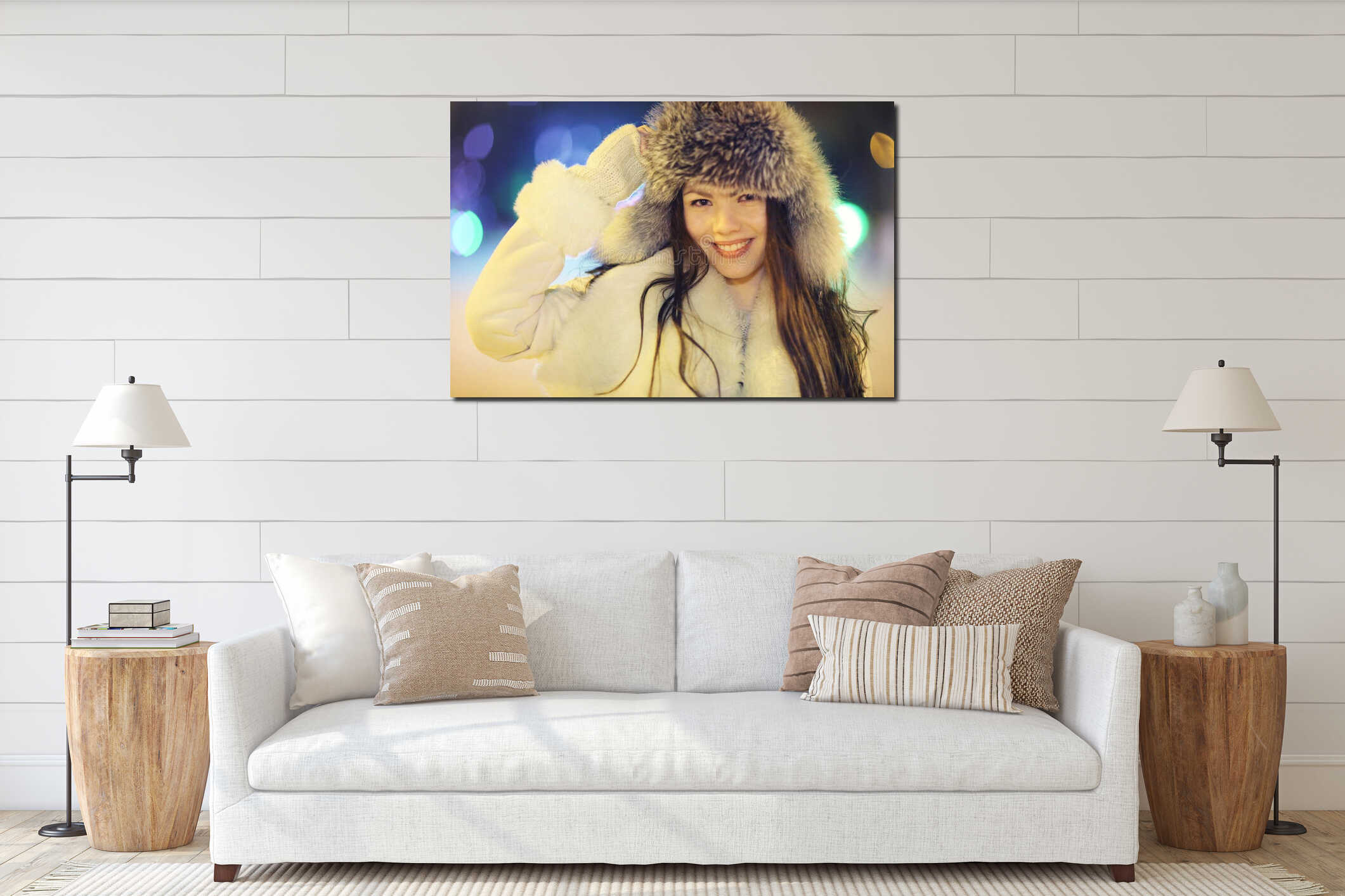 Canvas hanging interior mockup