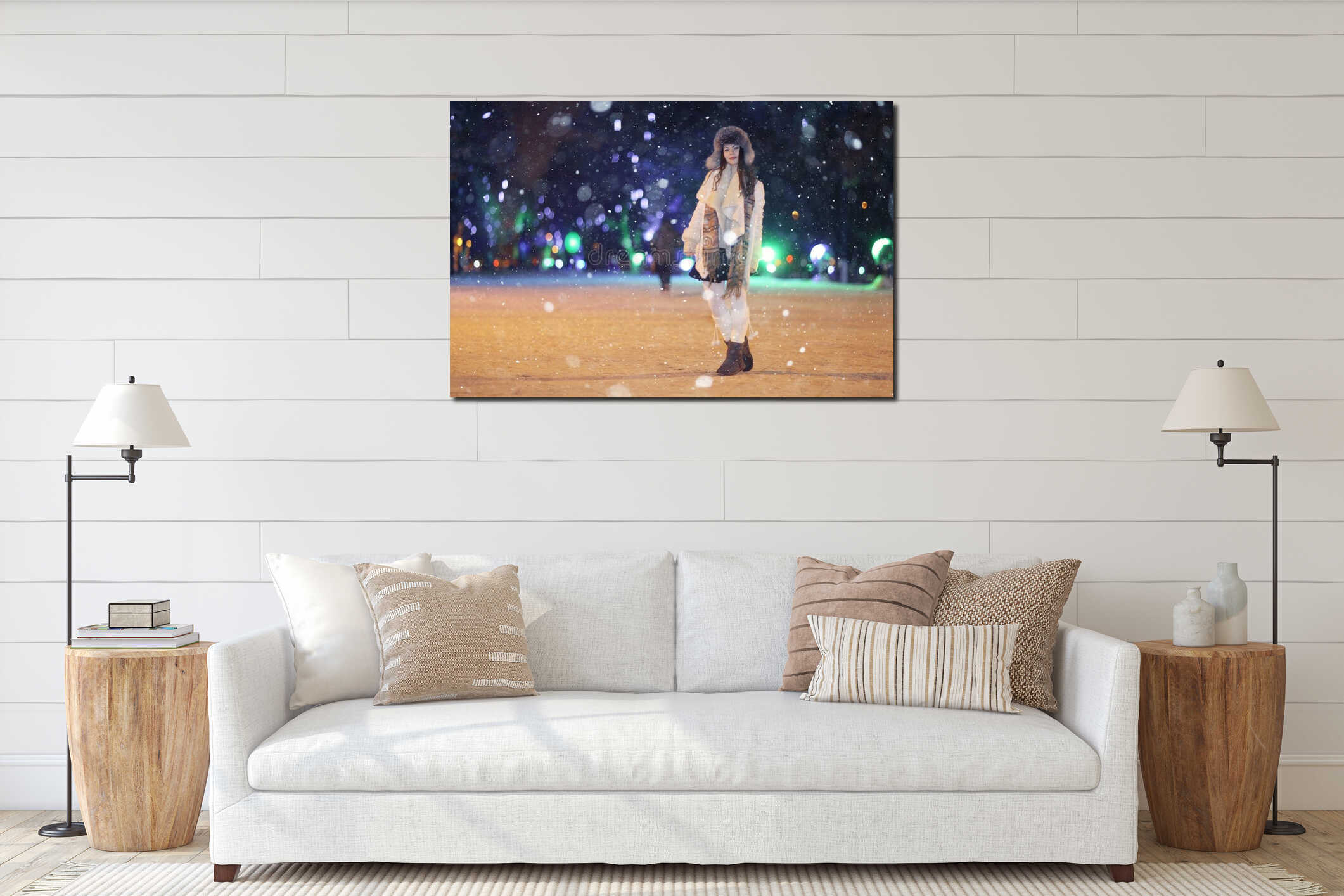 Canvas hanging interior mockup