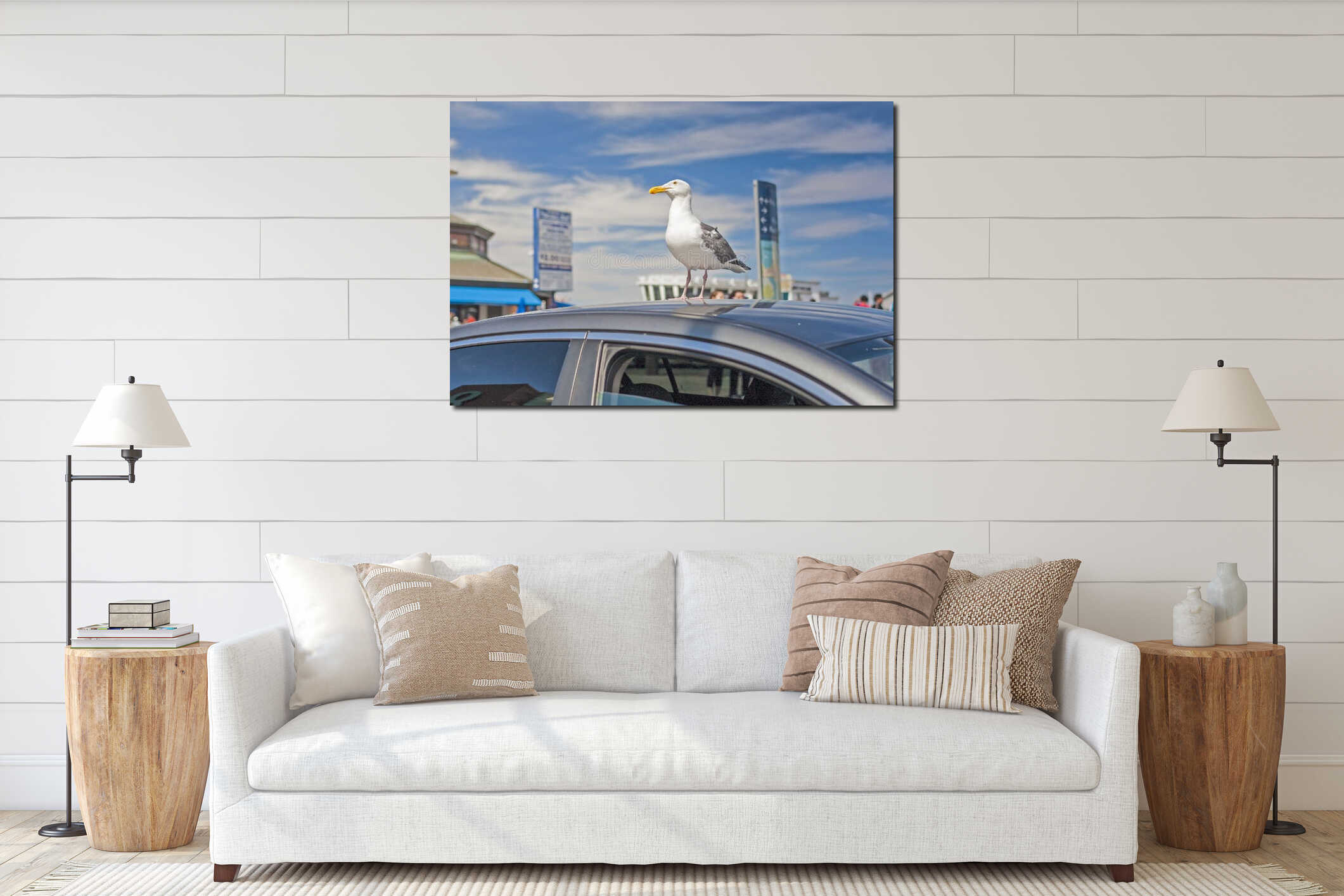 Canvas hanging interior mockup