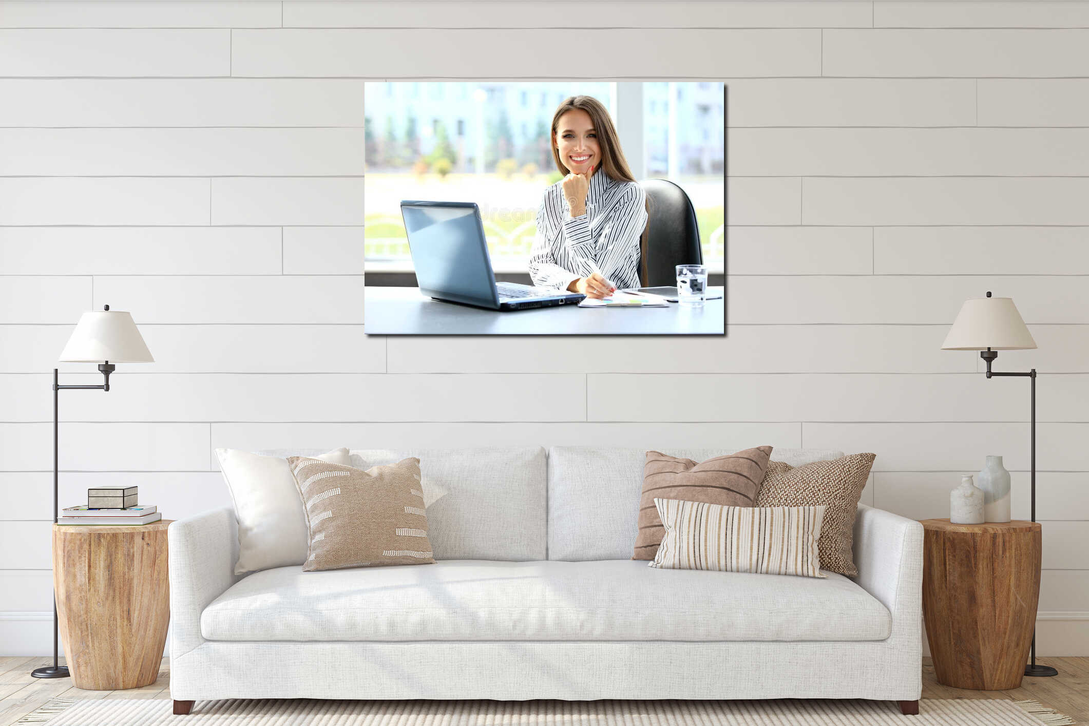 Canvas hanging interior mockup