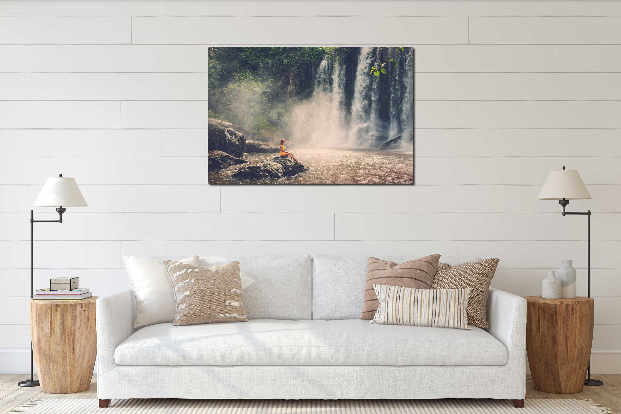 Canvas hanging interior mockup
