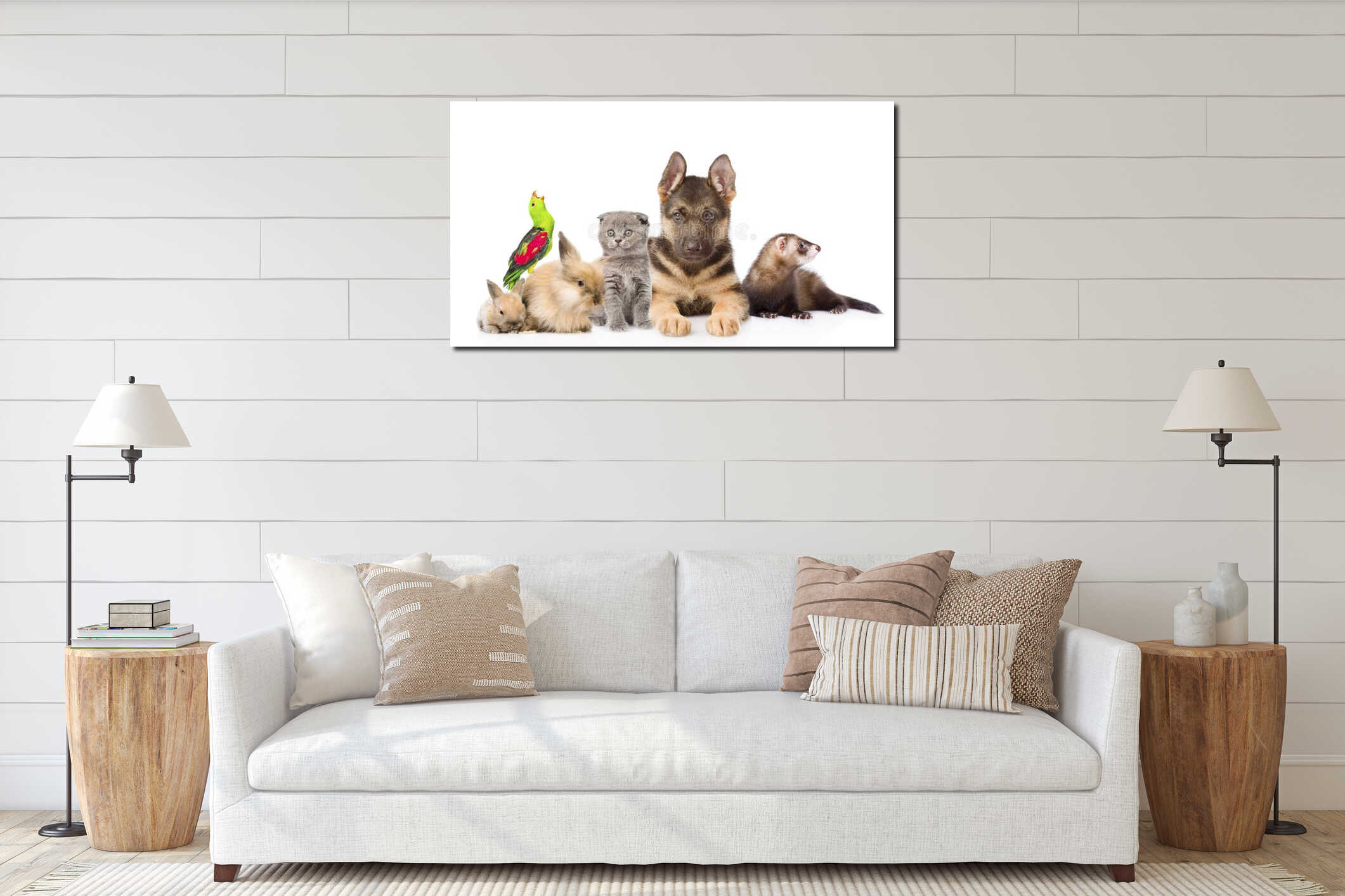 Canvas hanging interior mockup