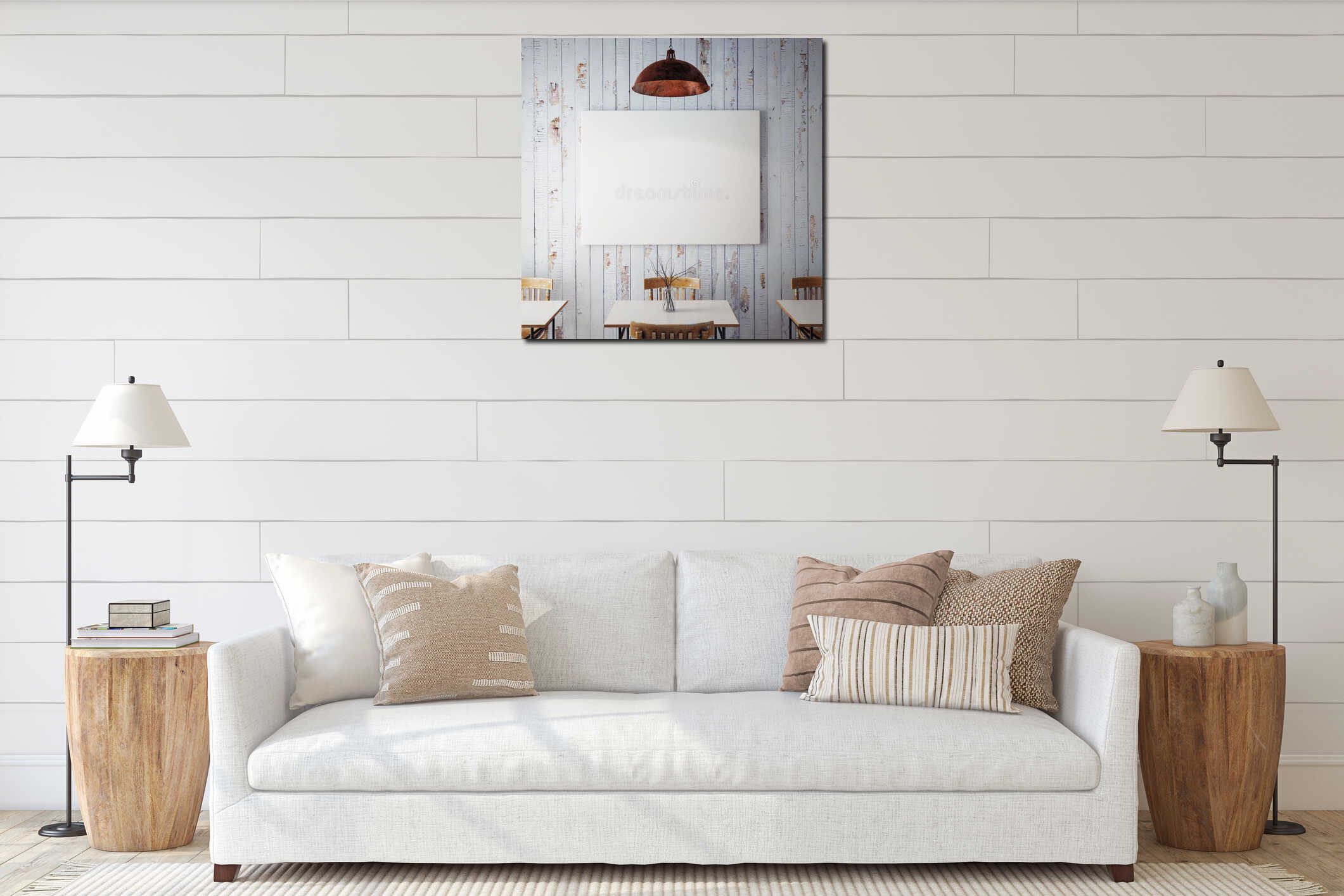Canvas hanging interior mockup