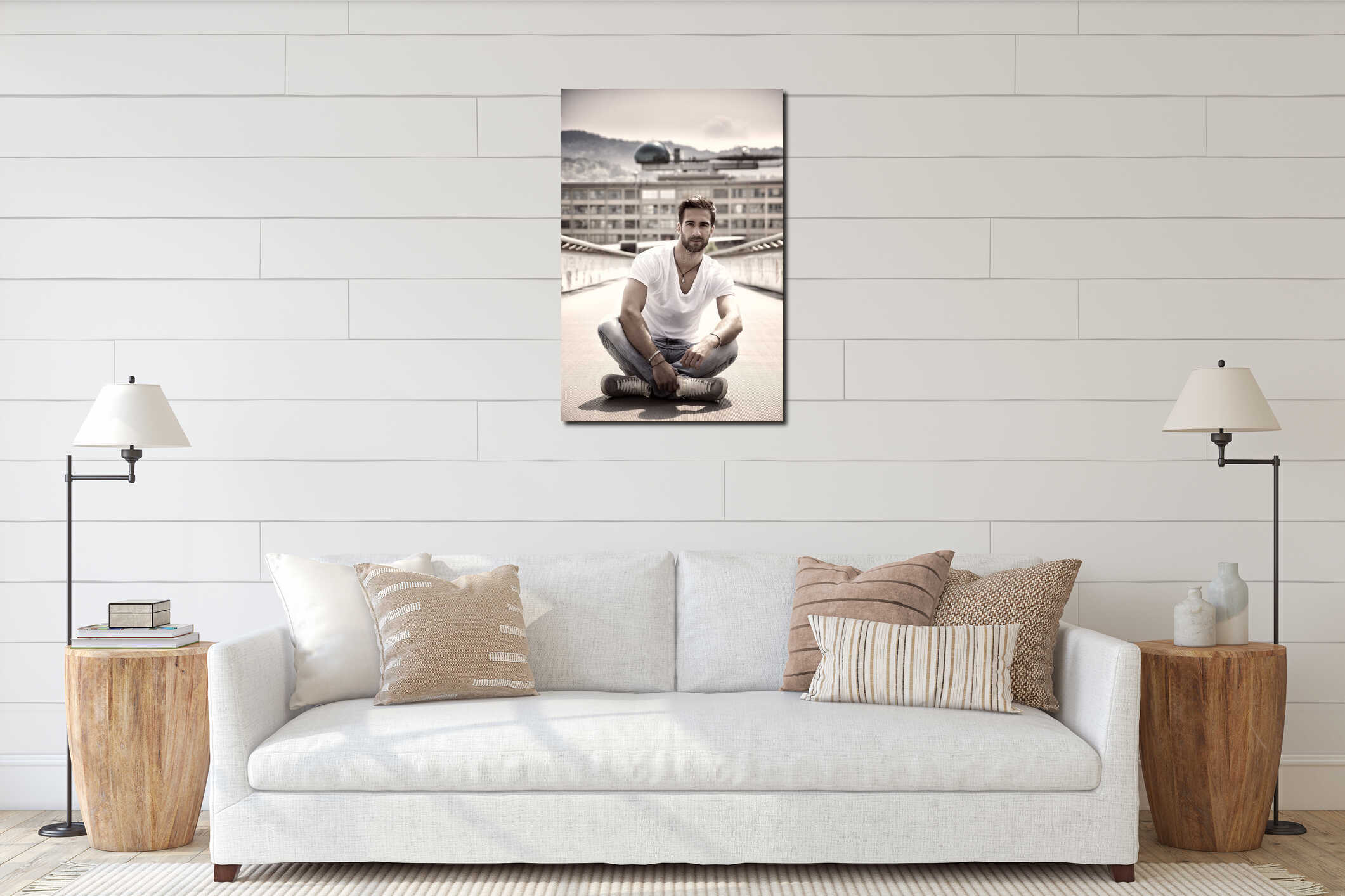 Canvas hanging interior mockup