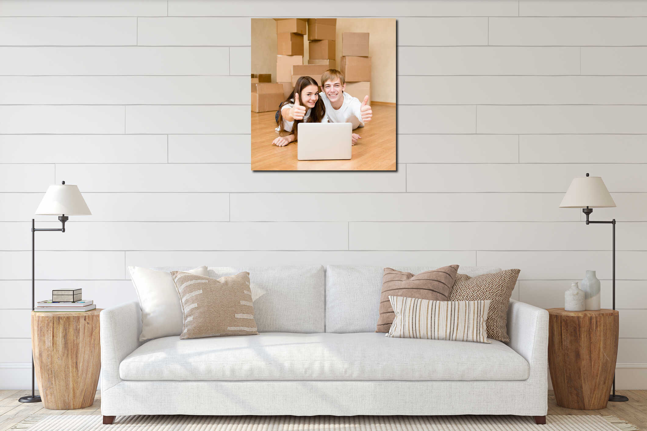 Canvas hanging interior mockup