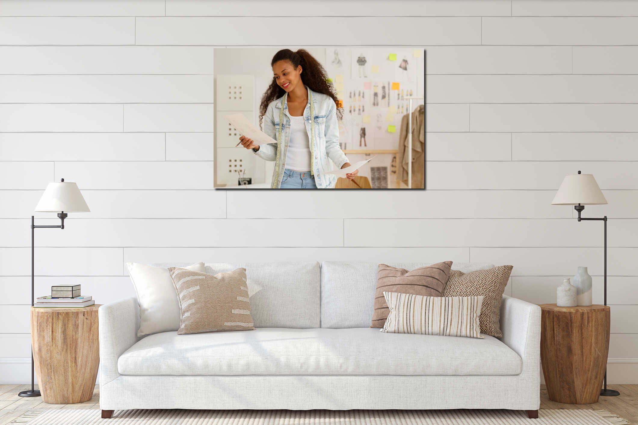 Canvas hanging interior mockup