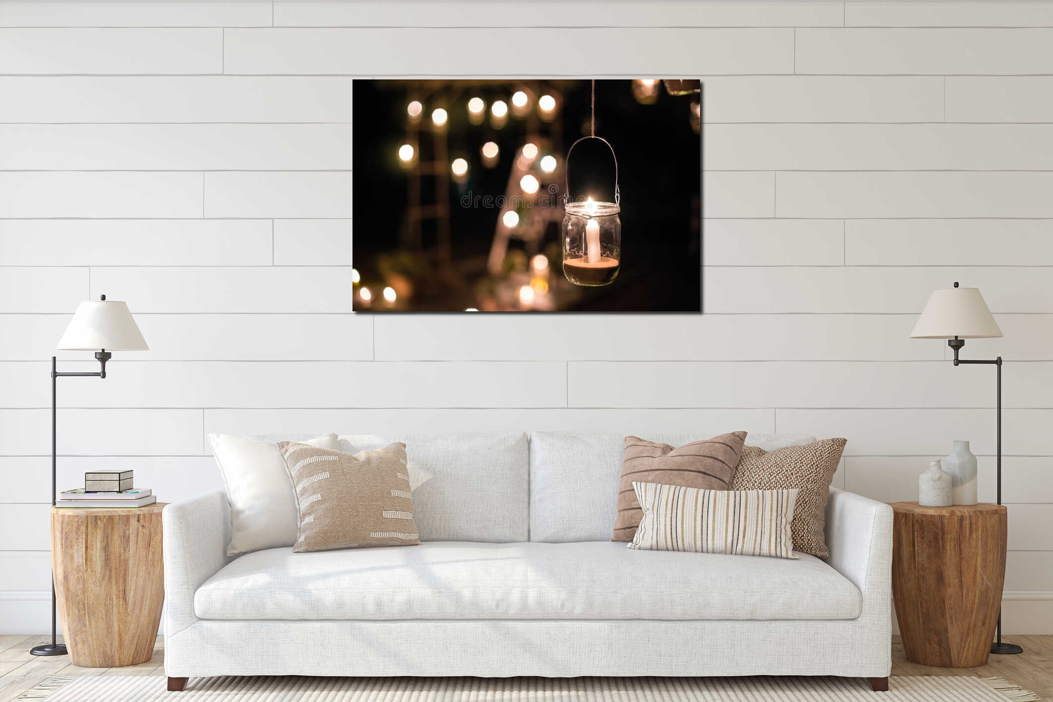 Canvas hanging interior mockup