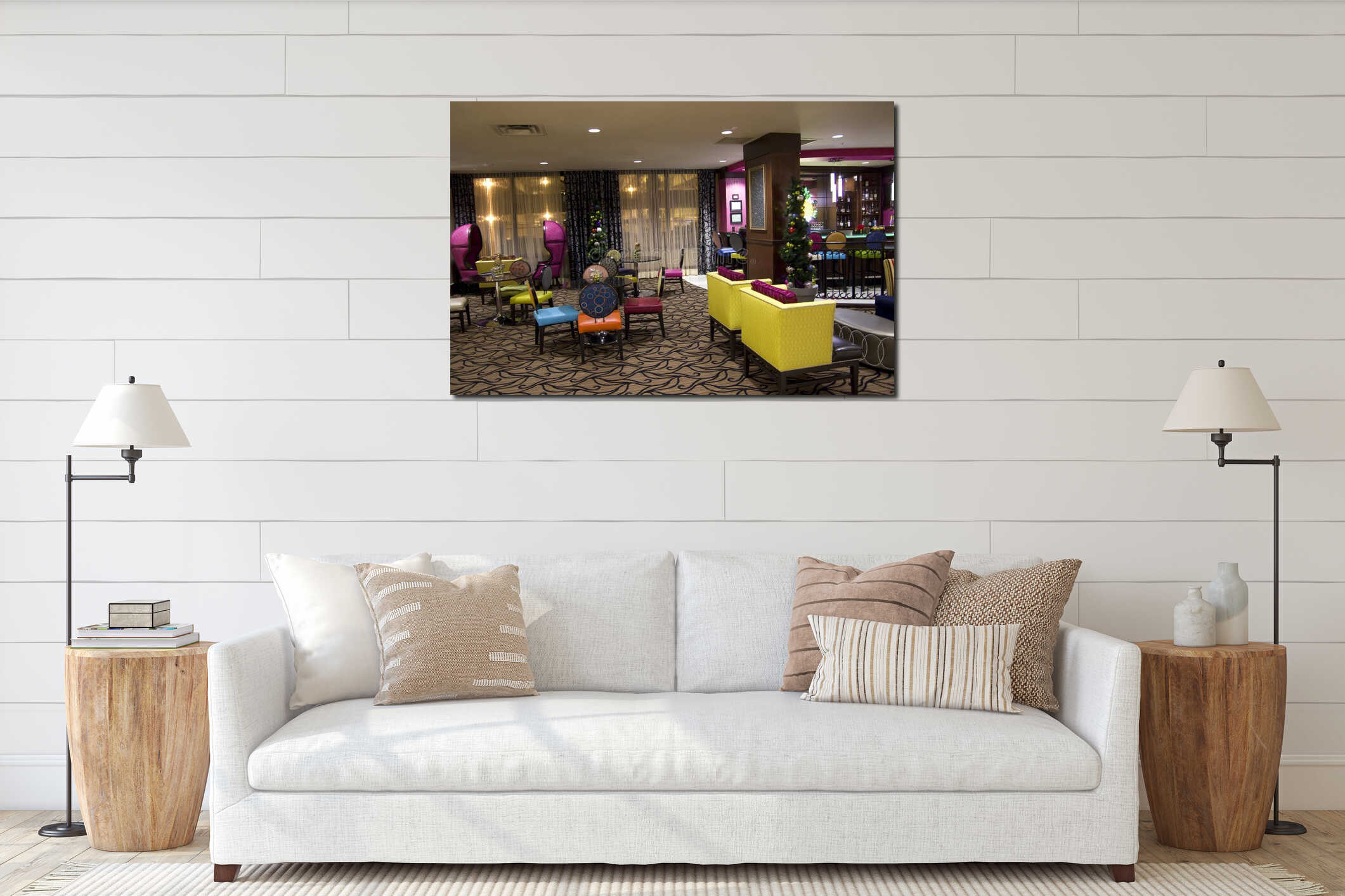 Canvas hanging interior mockup