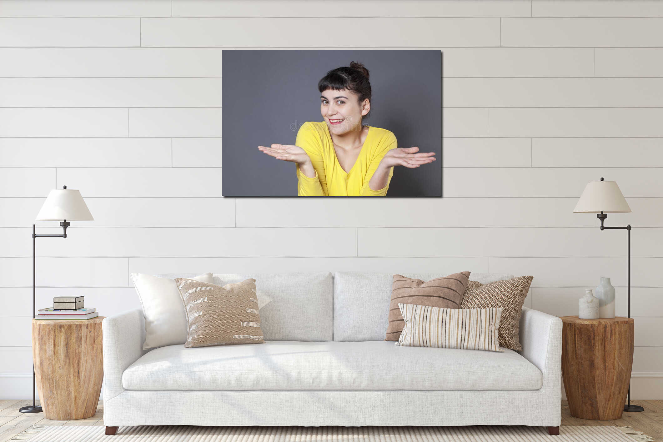 Canvas hanging interior mockup
