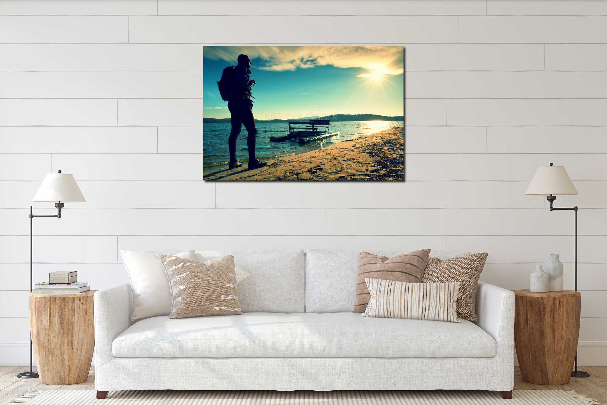 Canvas hanging interior mockup