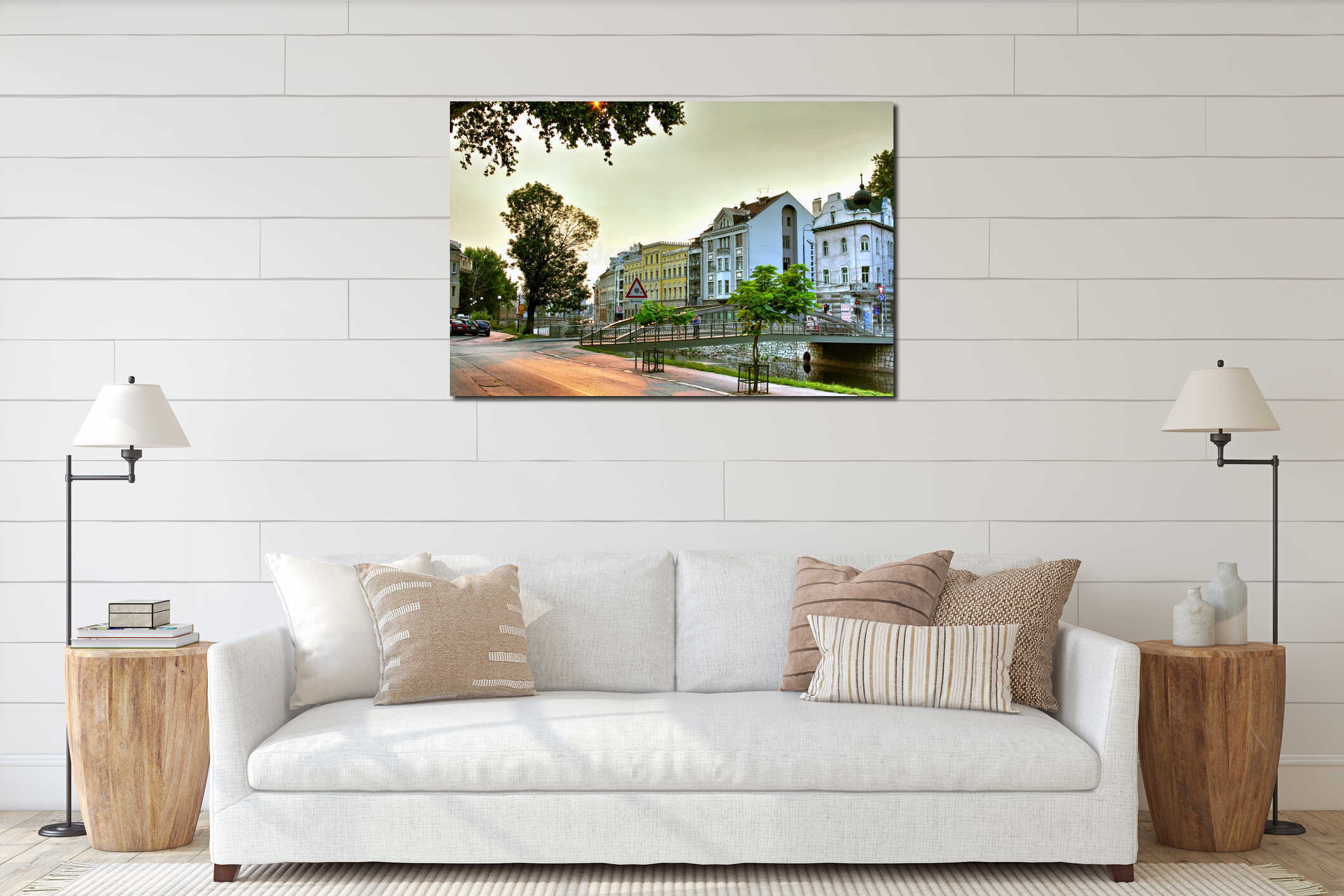 Canvas hanging interior mockup