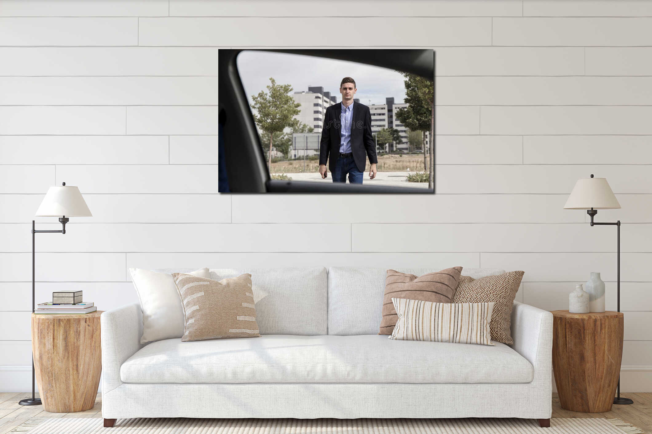 Canvas hanging interior mockup