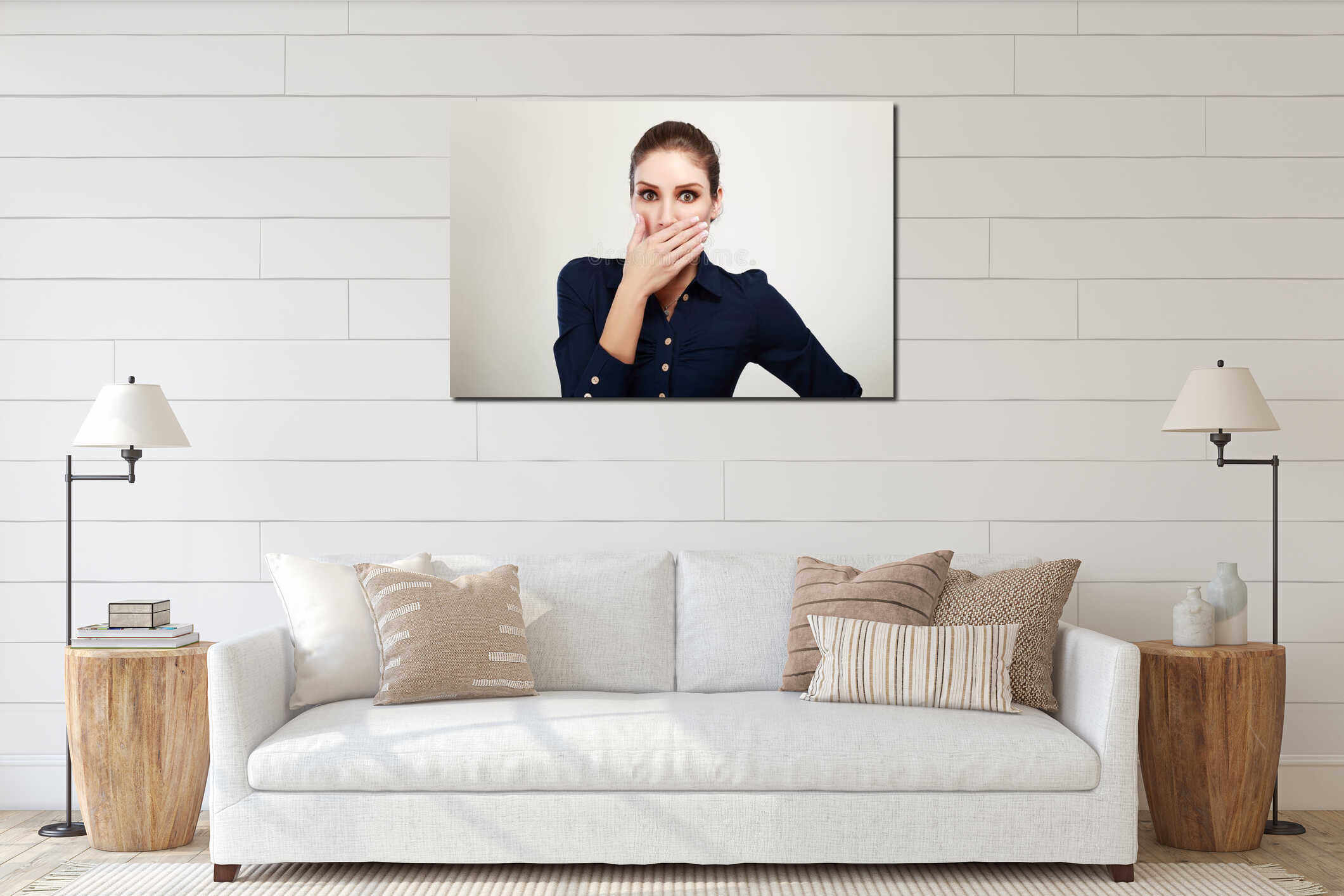 Canvas hanging interior mockup