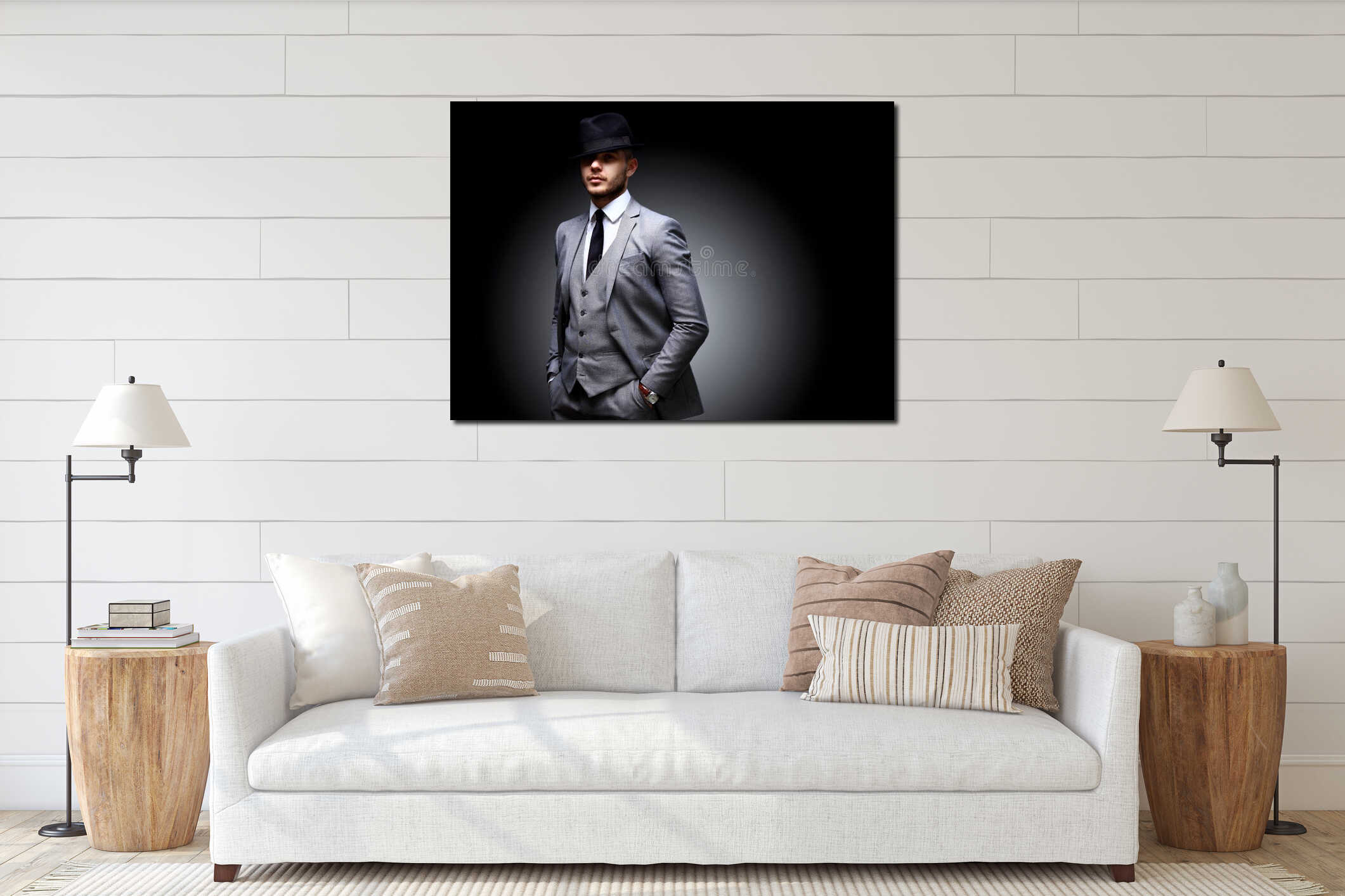 Canvas hanging interior mockup