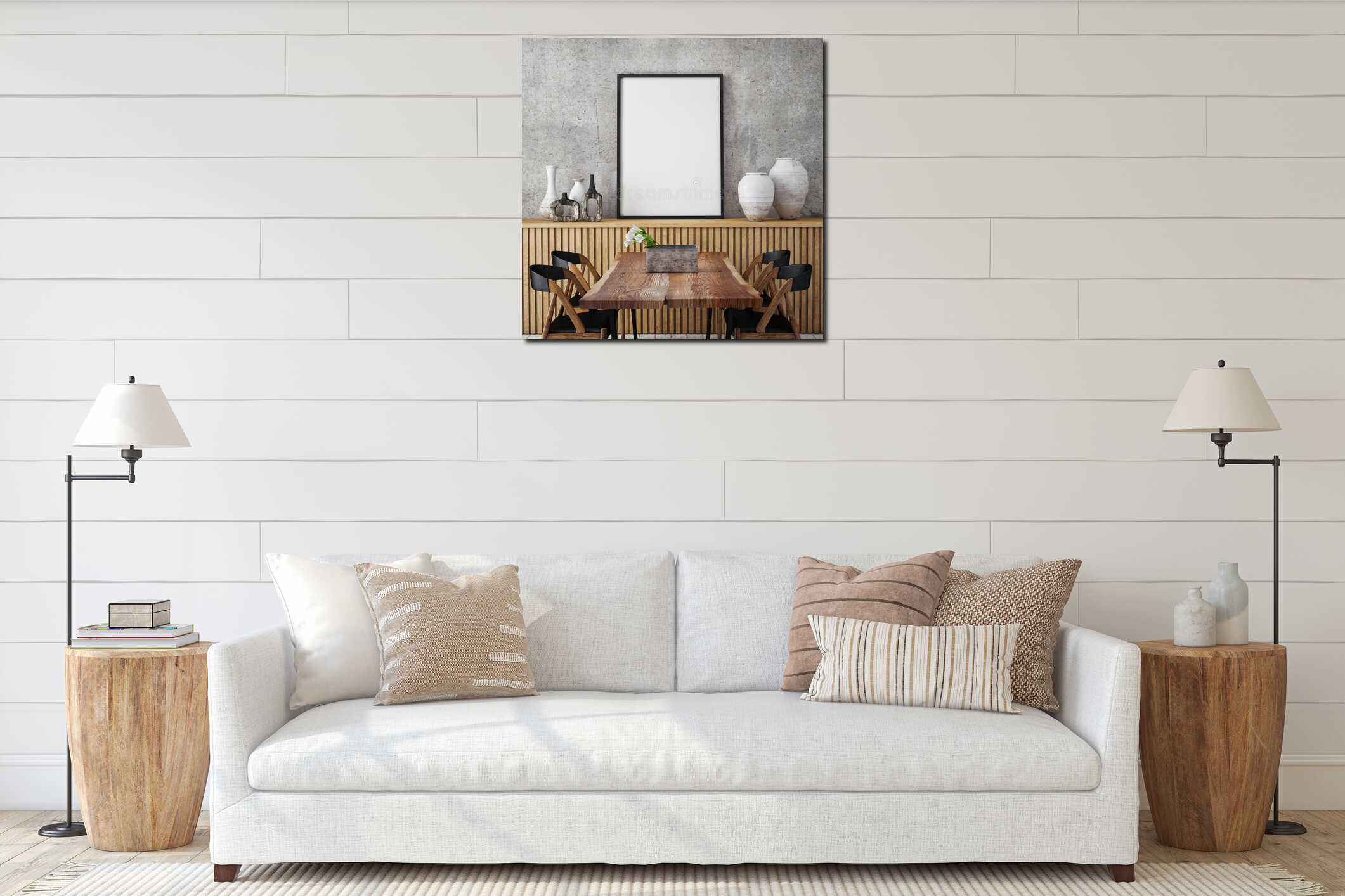 Canvas hanging interior mockup