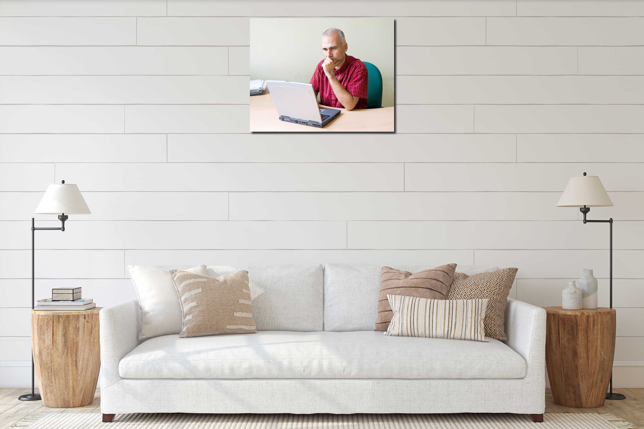 Canvas hanging interior mockup