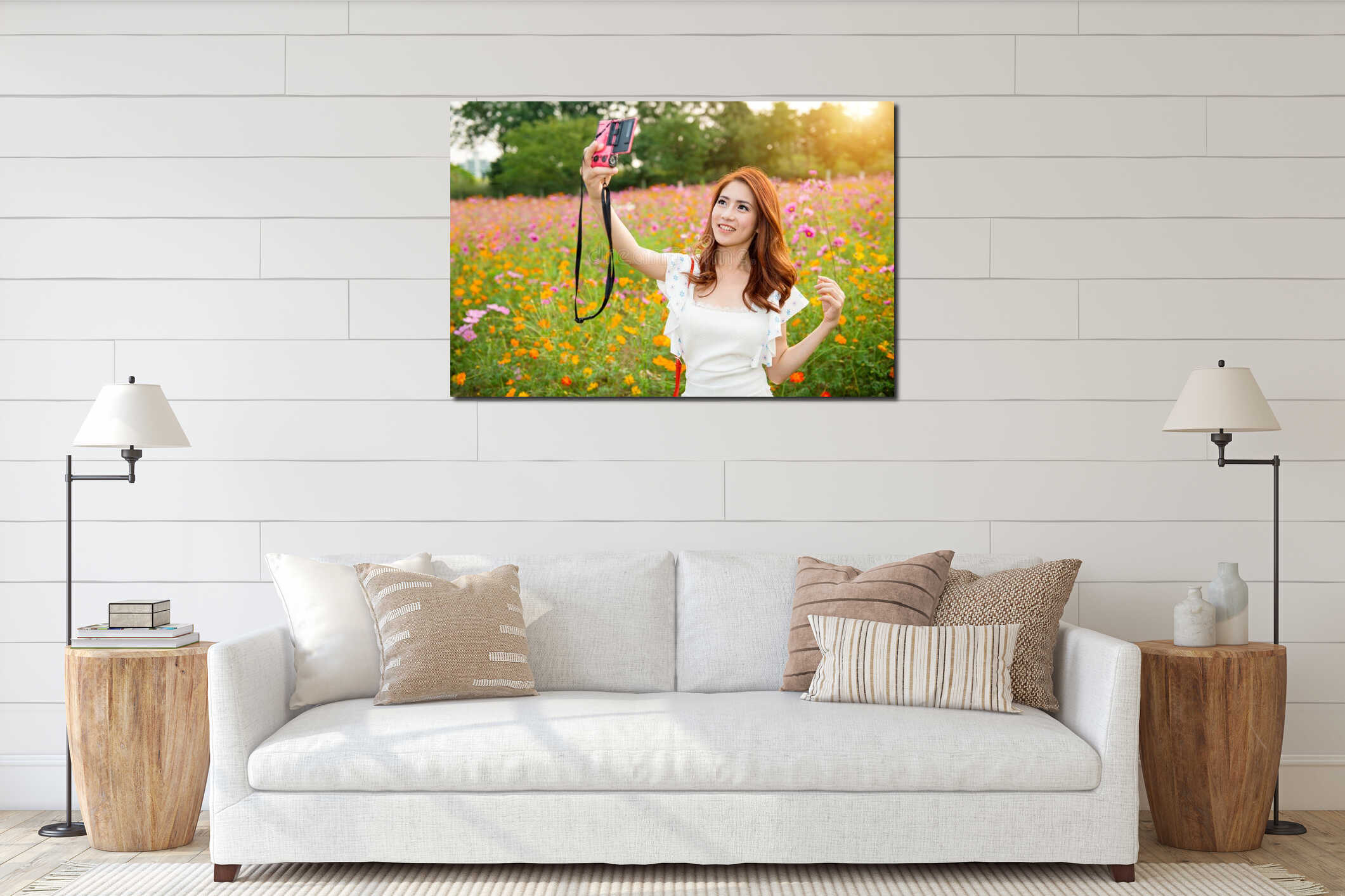Canvas hanging interior mockup